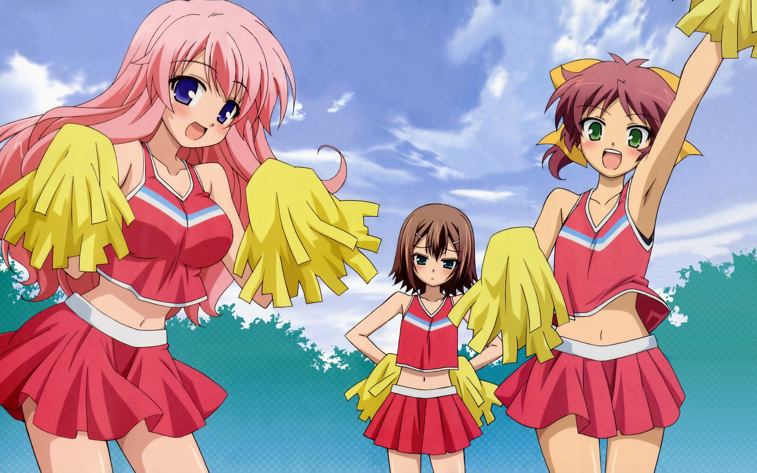 Download wallpaper 2560x1600 anime, girls, group, support, dance HD
