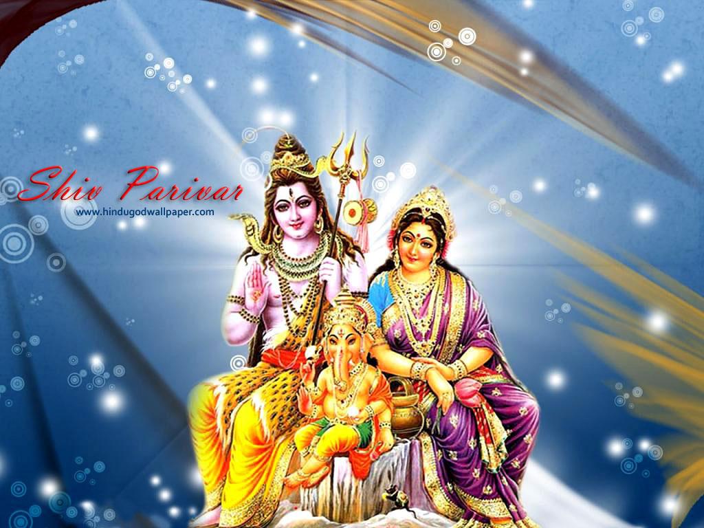 Download Shiv Parivar With Two Sons Wallpaper | Wallpapers.com