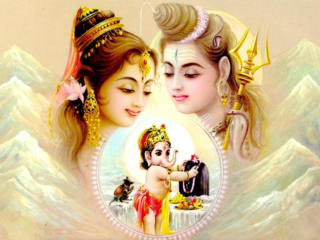 Bholenath with Mata Parvati and Little Ganesha