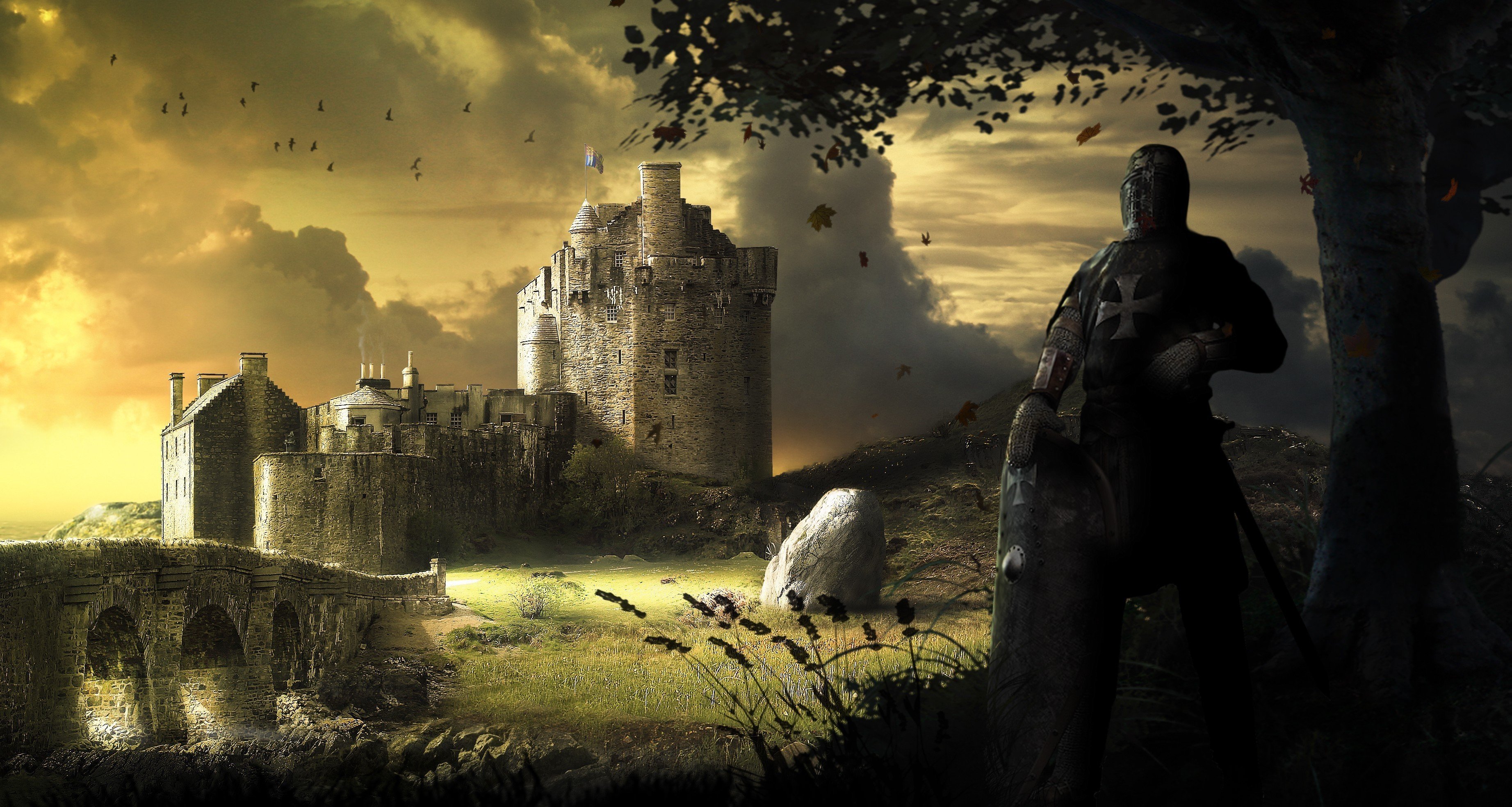 Castles fantasy art wallpaper. PC