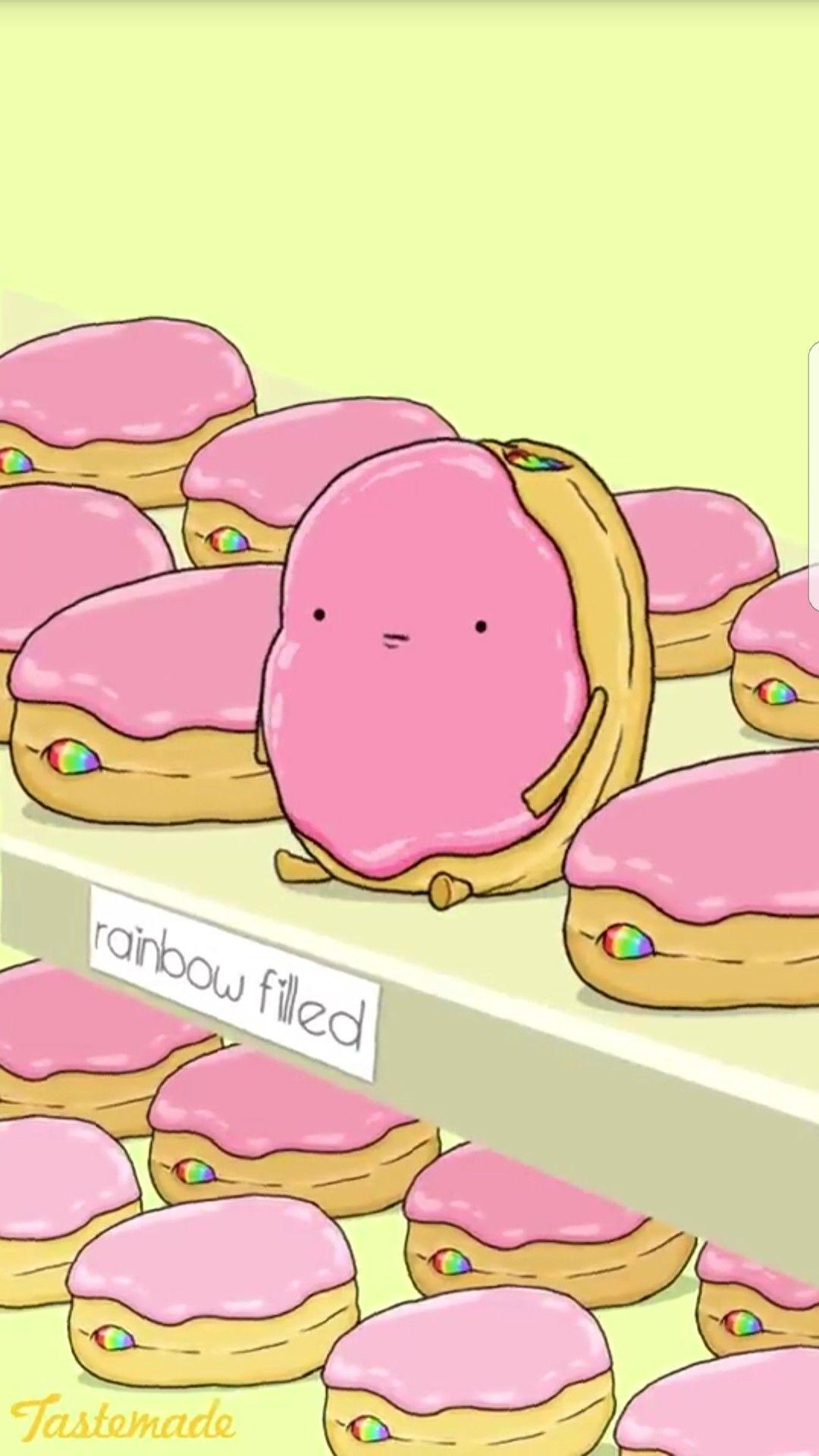 iPhone Wallpaper Jelly Filled Donuts Rainbow filling Pink