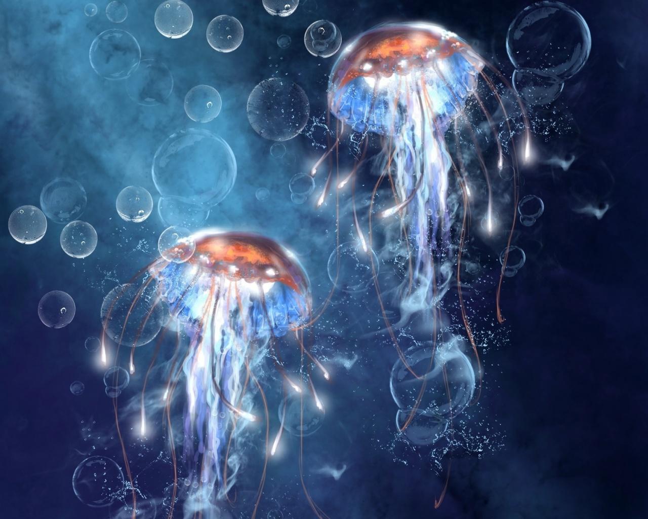 Jelly Fish Underwater Bubbles wallpaper. Jelly Fish Underwater