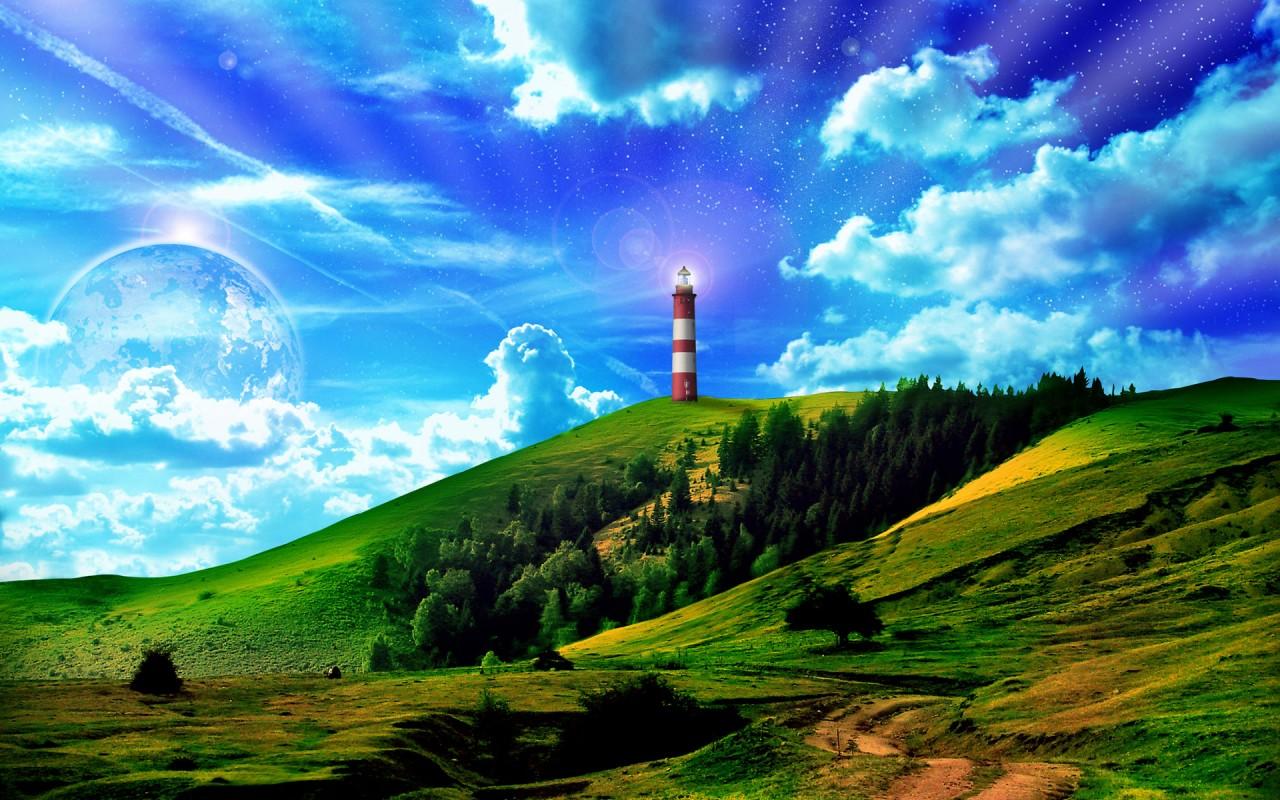 Light House On The Hill wallpaper. Light House On The Hill stock