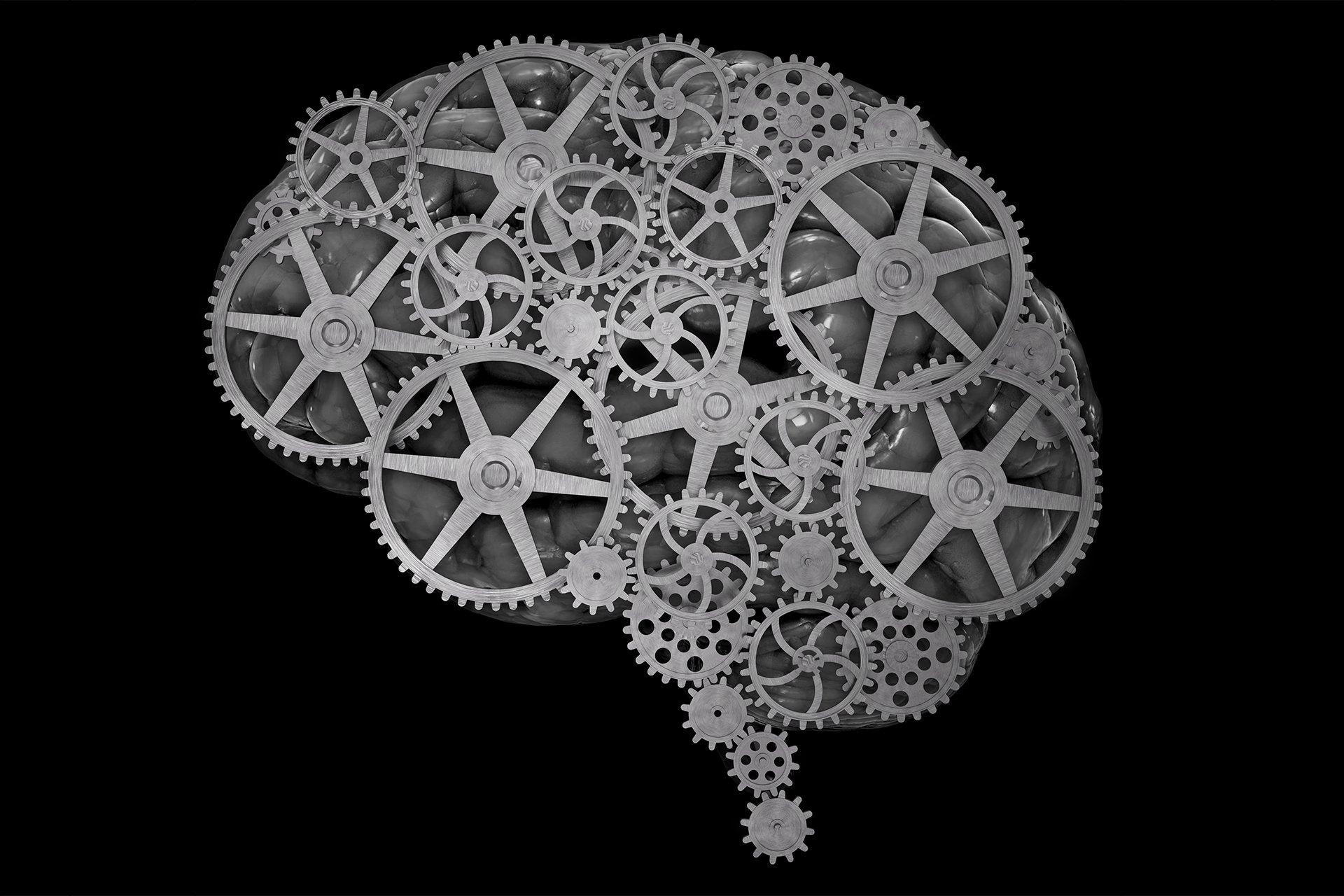 Brain anatomy medical head skull gear gears psychedelic wallpaper