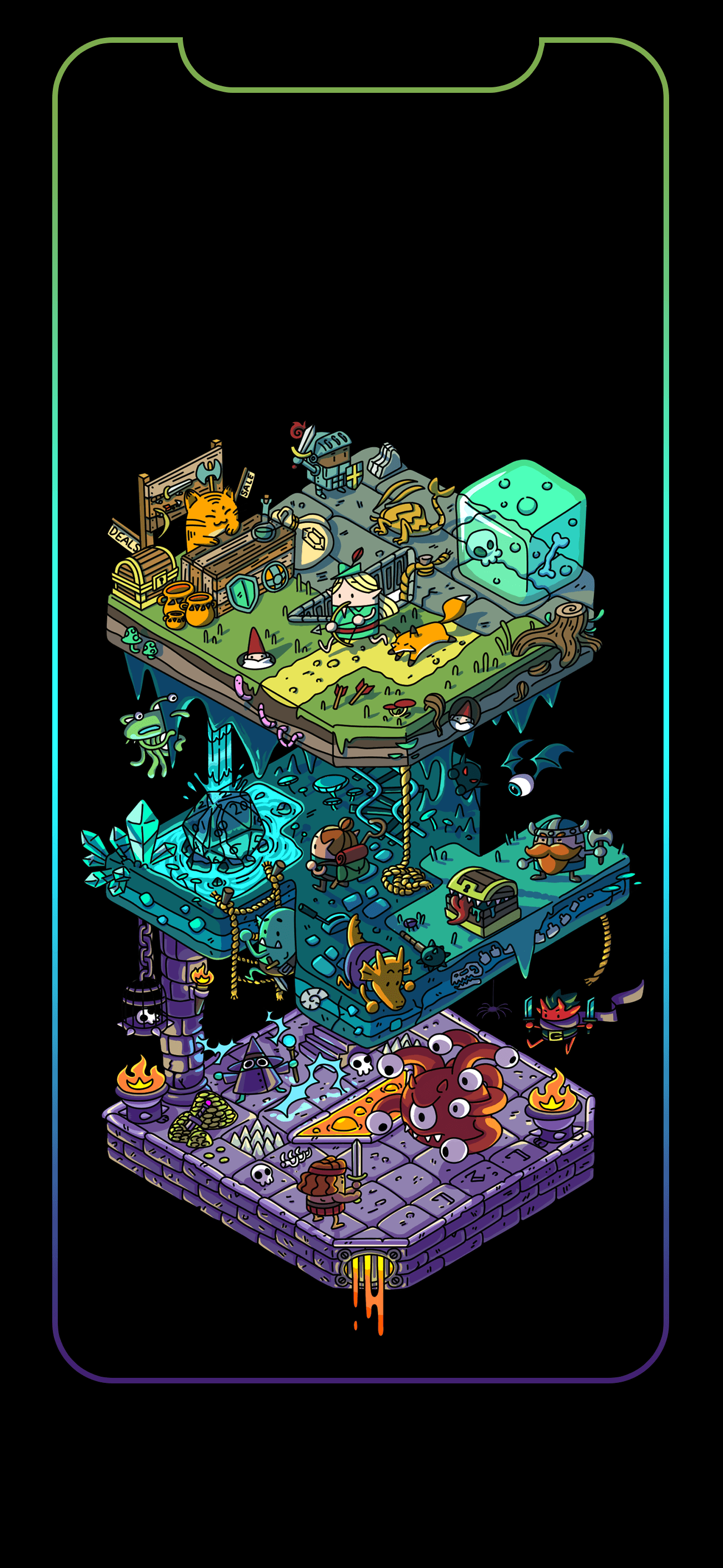iPhone X Wallpapers based on the isometric DND art by /u