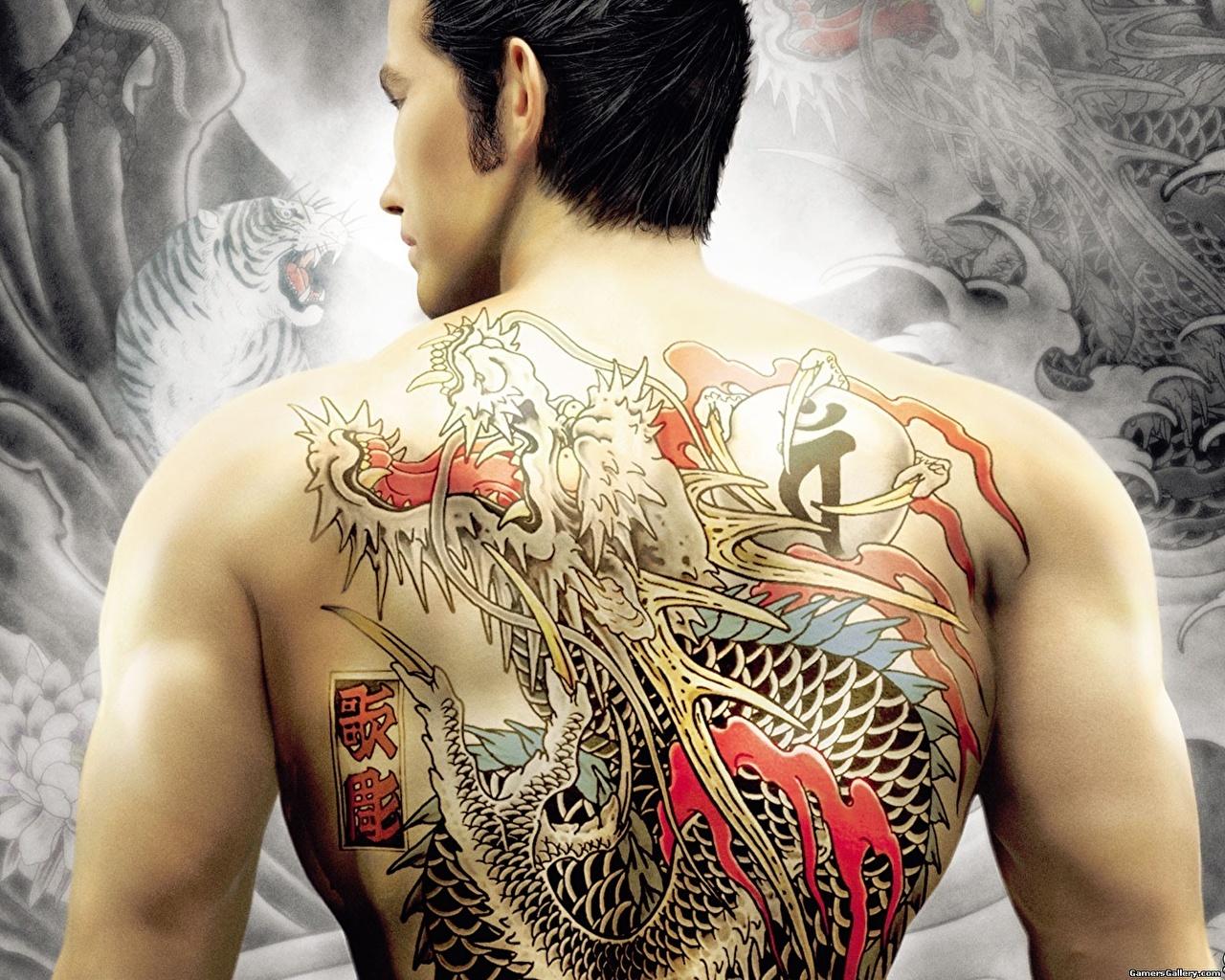 Wallpaper Yakuza Tattoos Human back Games 1280x1024