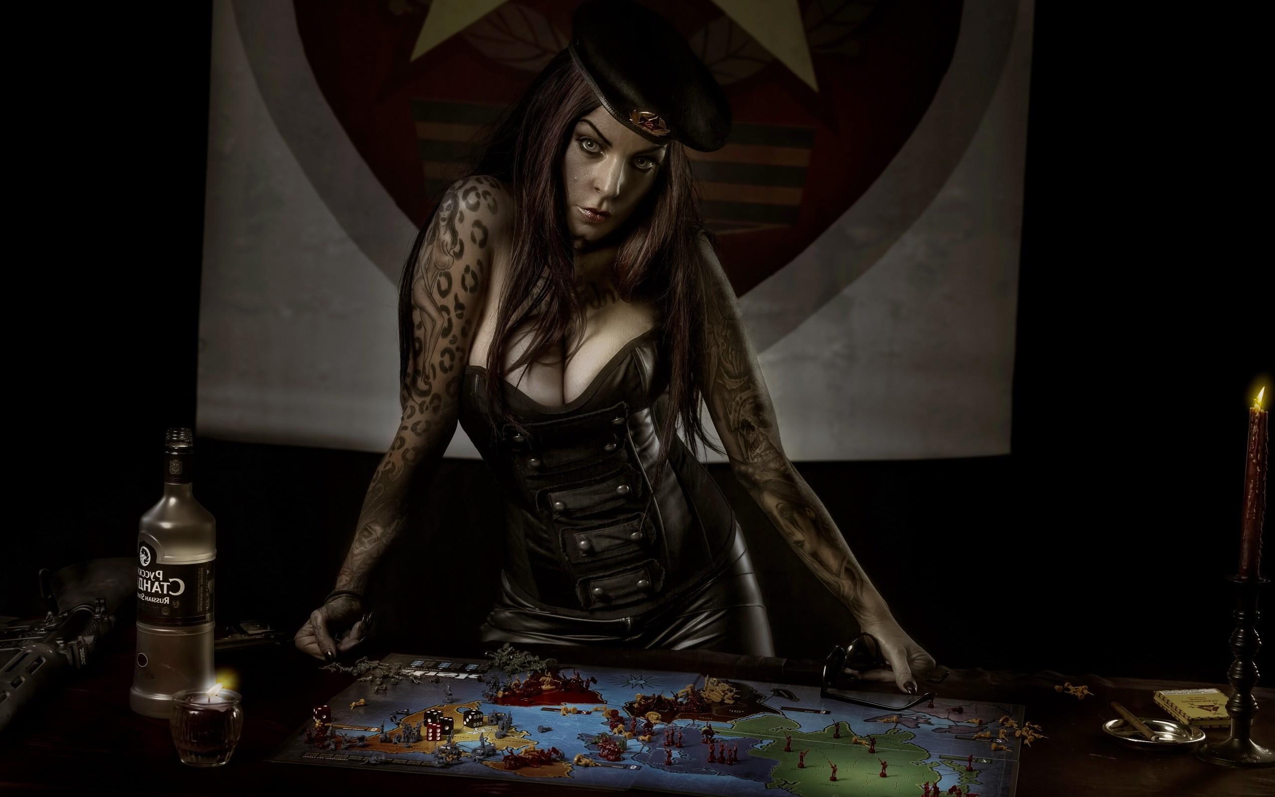 Wallpaper, tattoo, candles, vodka, mythology, Russian women