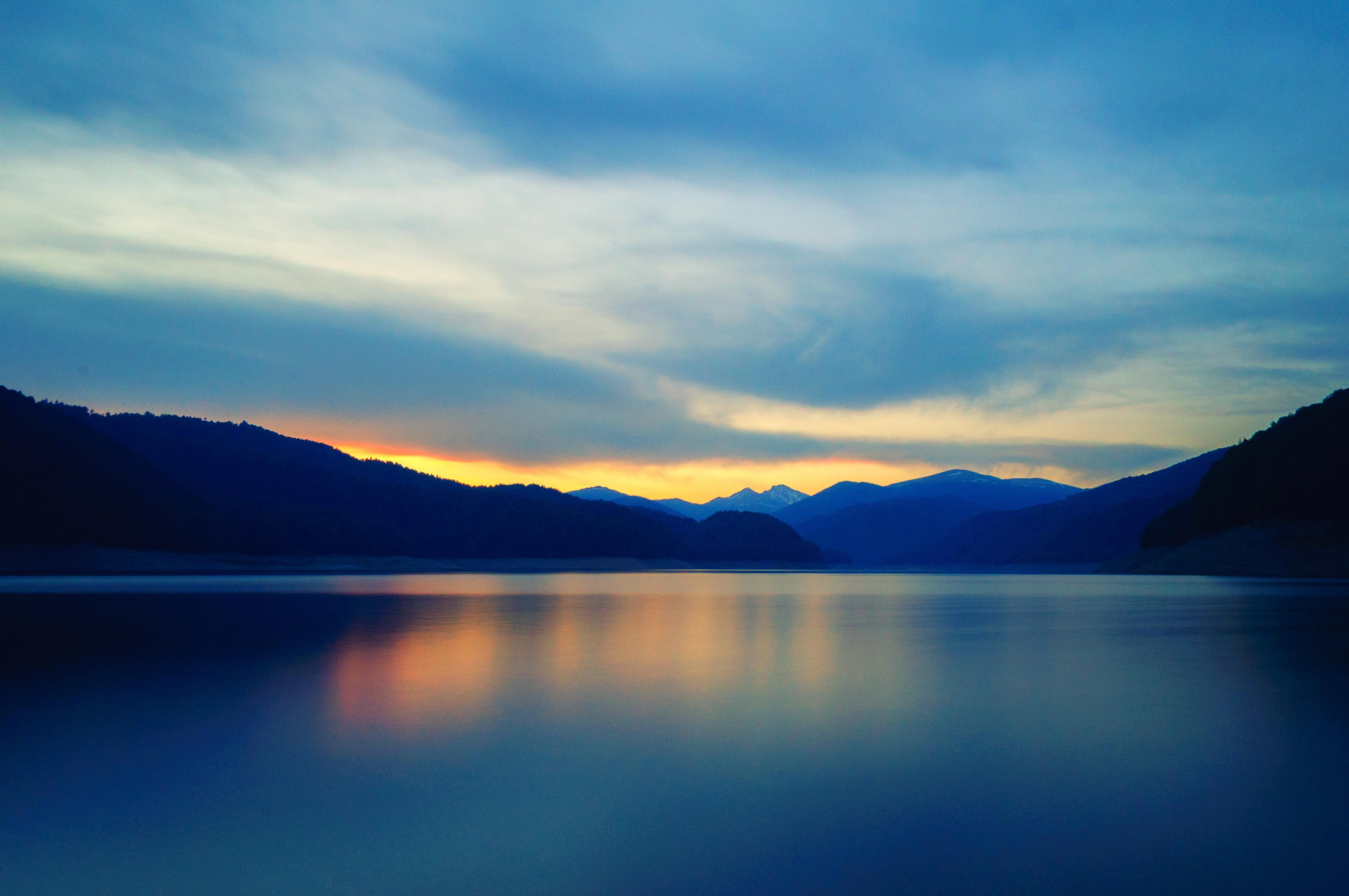 Wallpaper Horizon, Mountains, Lake, 4K, Nature