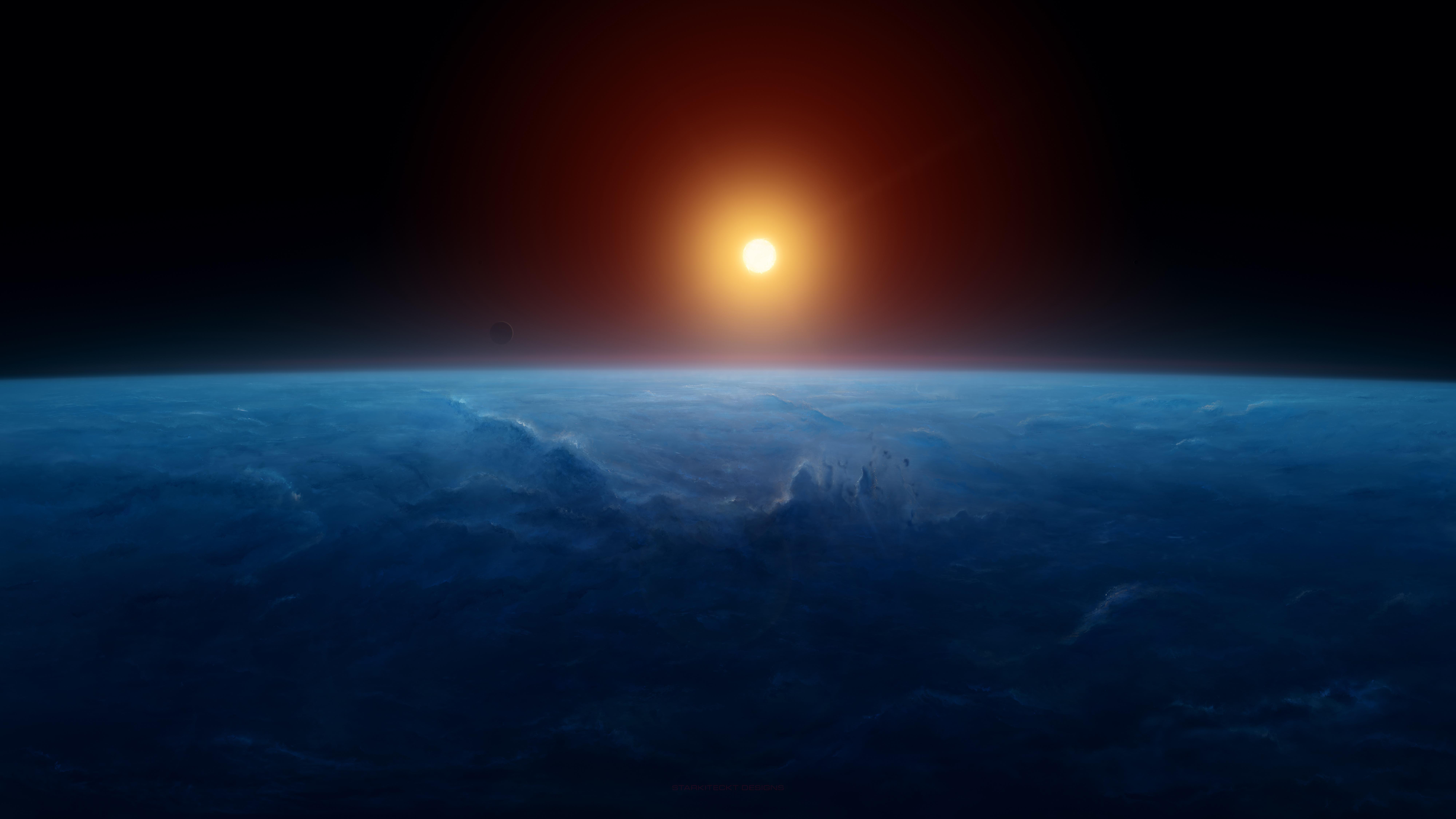 Wallpaper Sun, Earth, Horizon, HD, 4K, 8K, Space