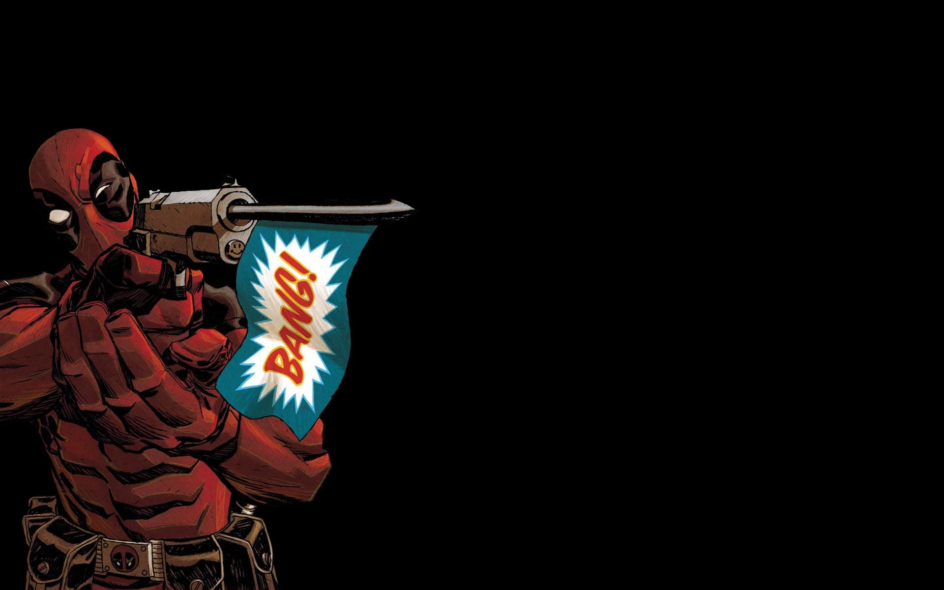 Deadpool holding gun illustration HD wallpaper