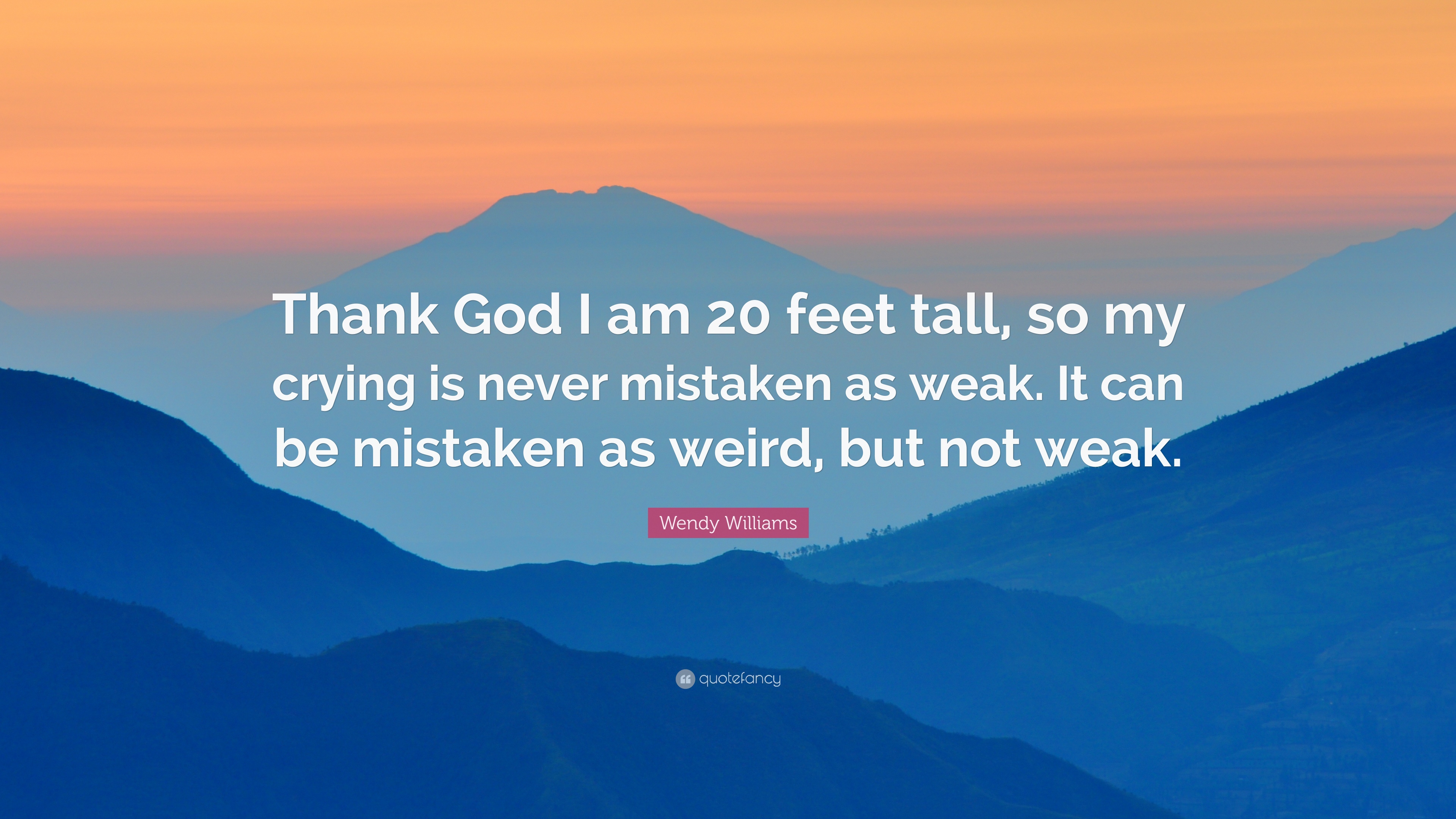 Wendy Williams Quote: “Thank God I am 20 feet tall, so my crying is