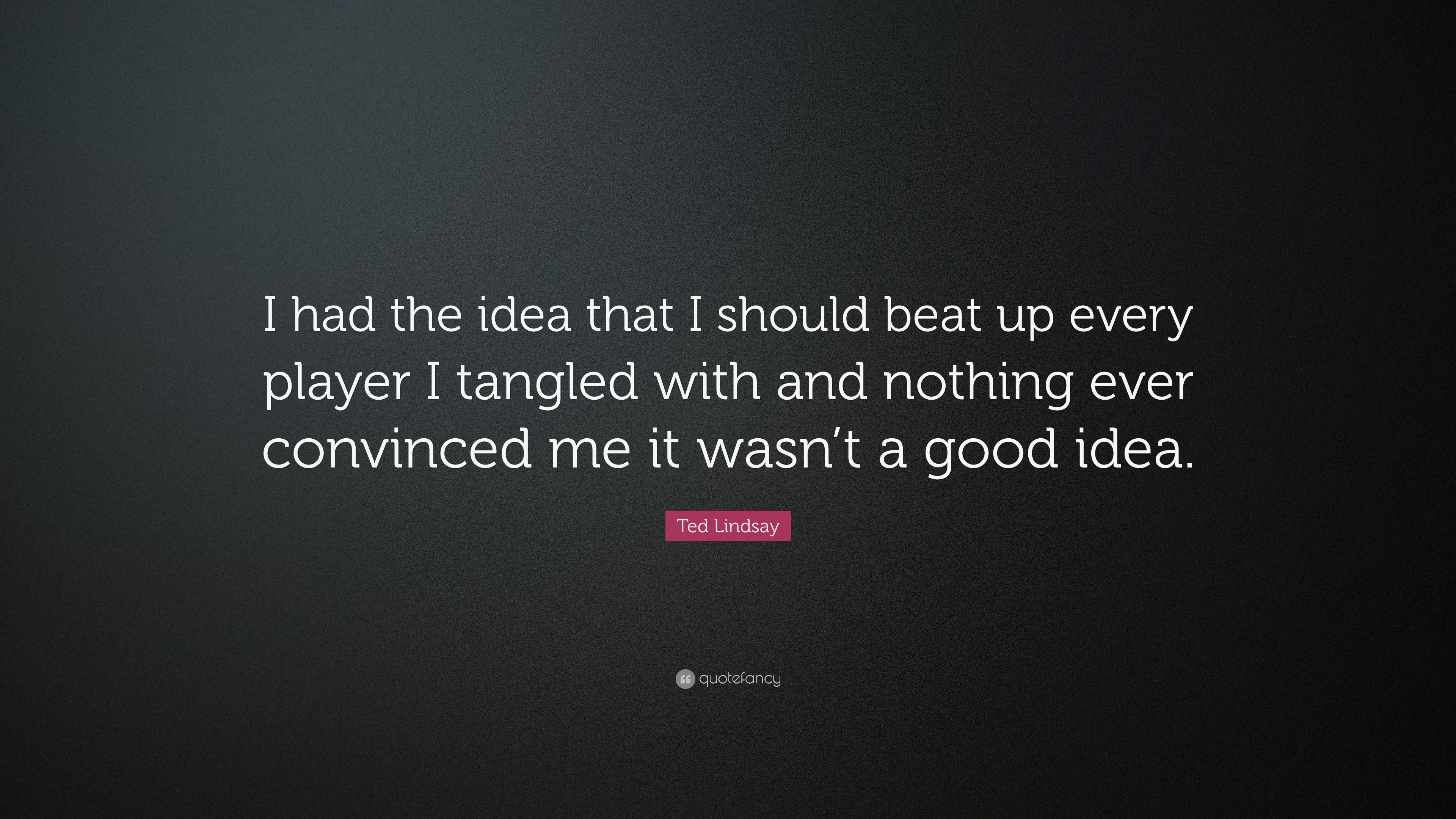 Ted Lindsay Quote: “I had the idea that I should beat up every