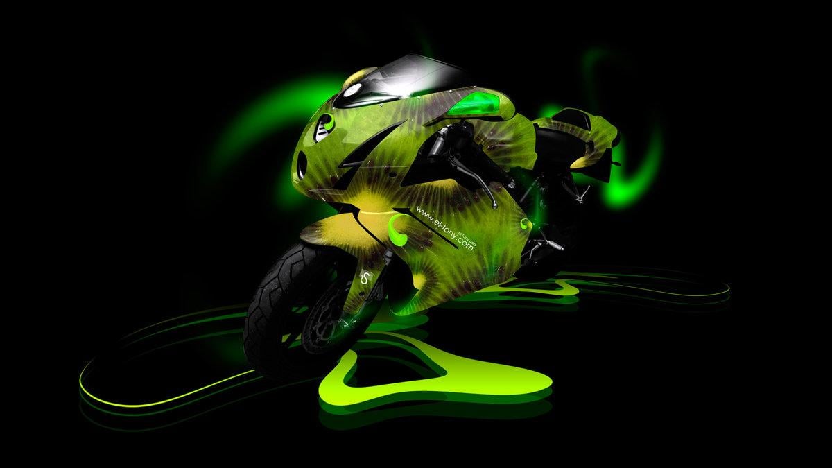 Moto Ducati 999 Kiwi Aerography Green Neon Bike 2014 HD Wallpaper