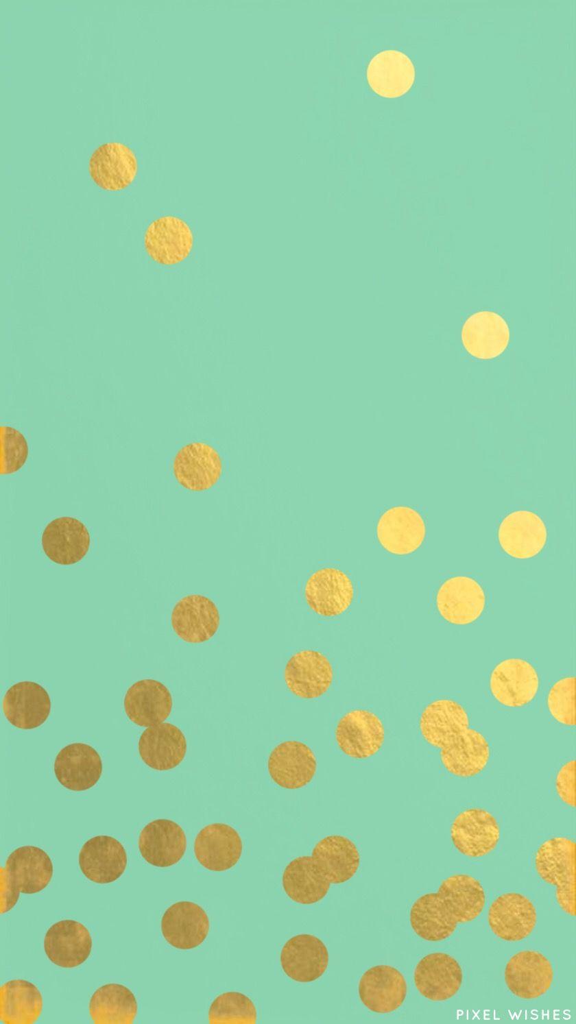 gold polka dots on mint. Bullet journals. iPhone wallpaper