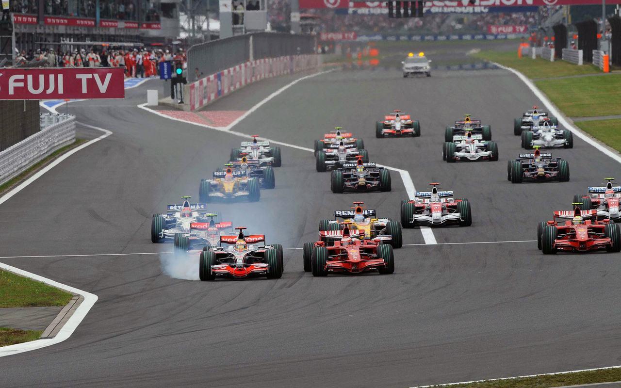 download 1280x800 racing car at starting line F1 racing 2009 Grand