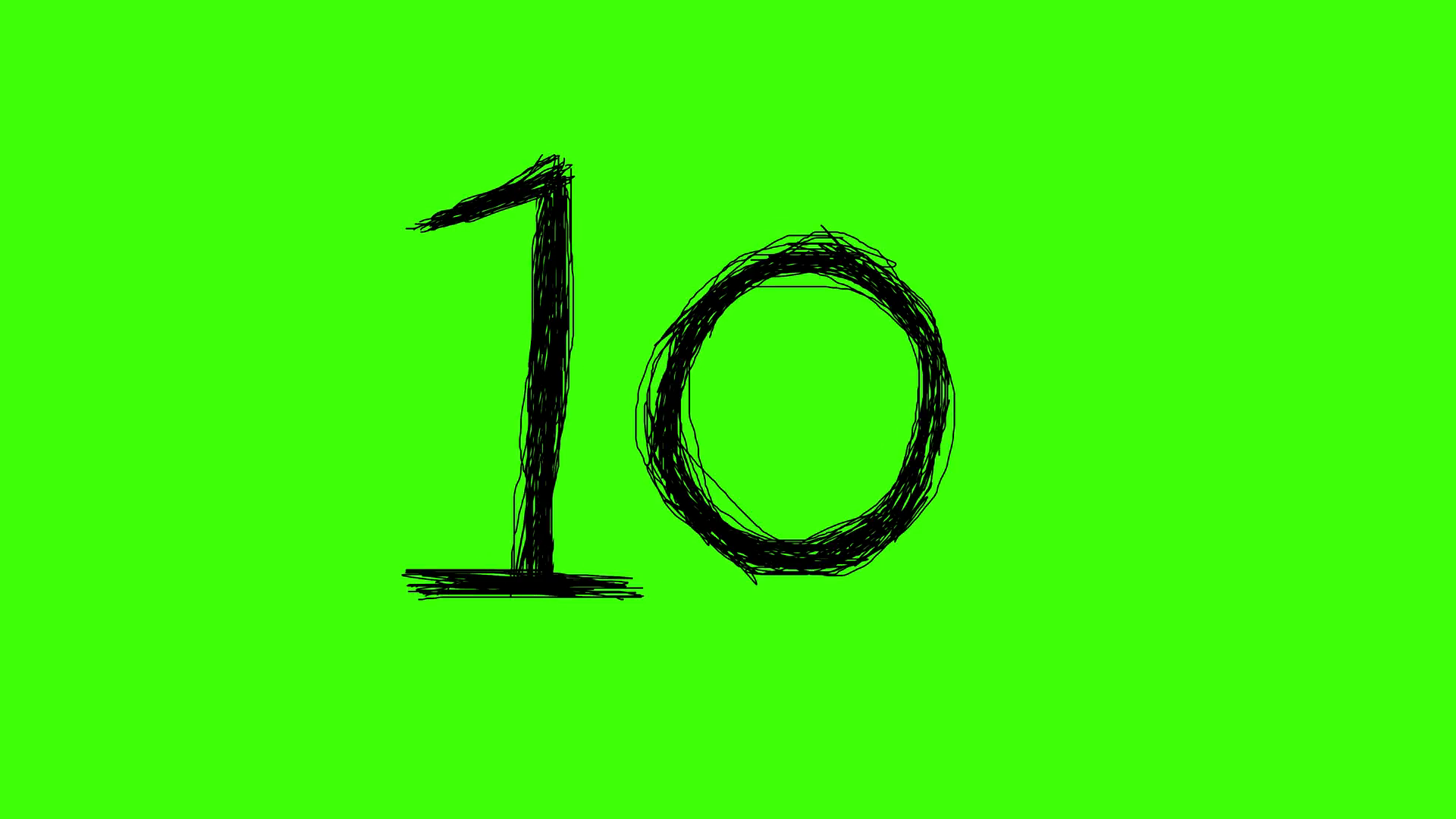 K Number 10 Scribble Green Screen Animated Doodle Motion
