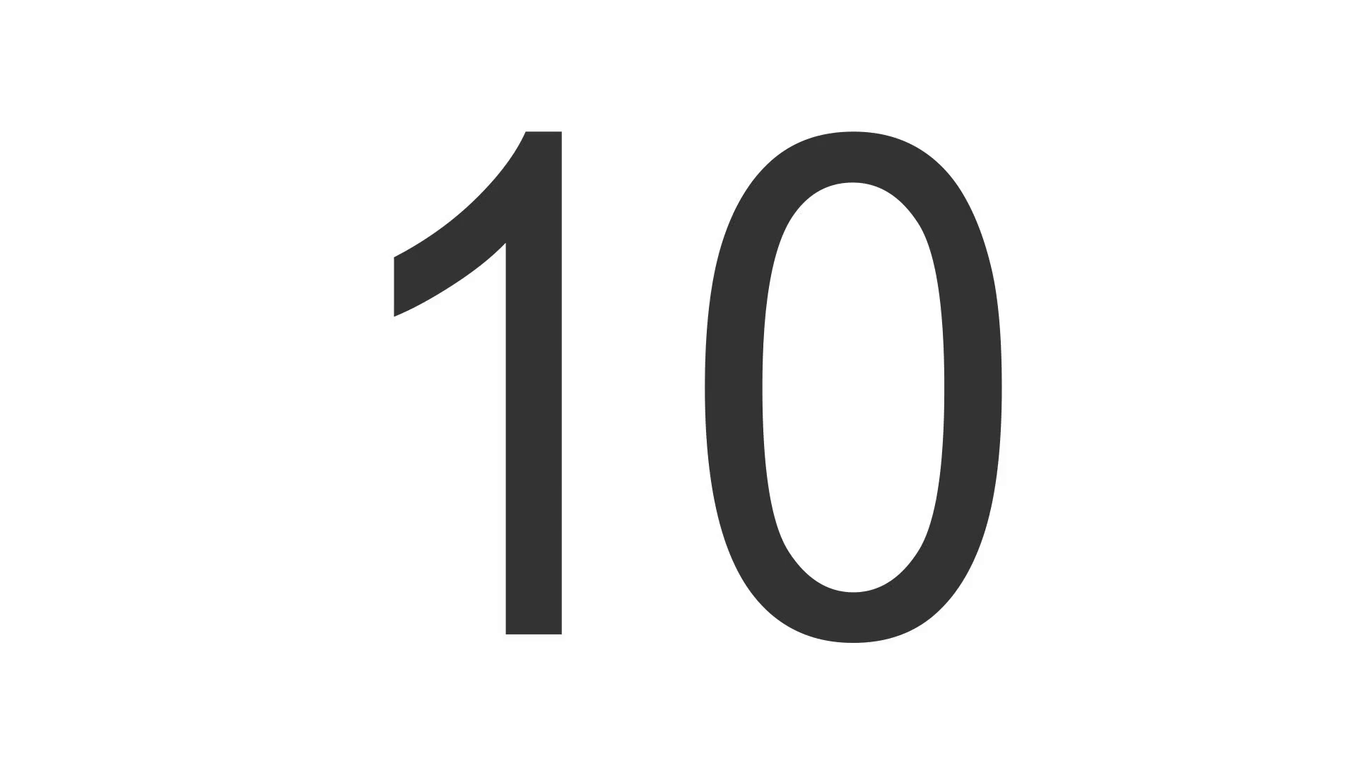 countdown 10 seconds dark numbers on white background