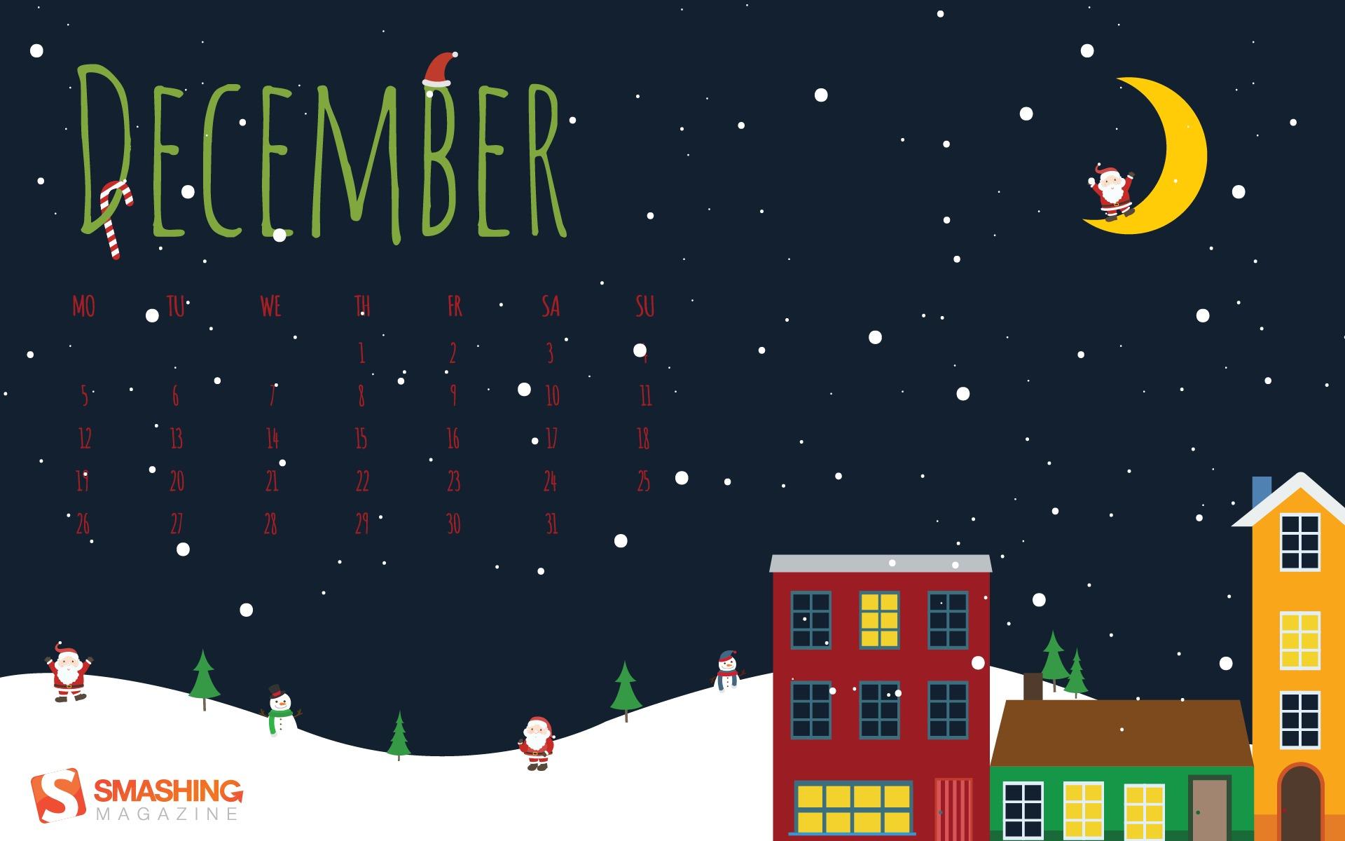 December 2016 Christmas theme calendar wallpaper (1)