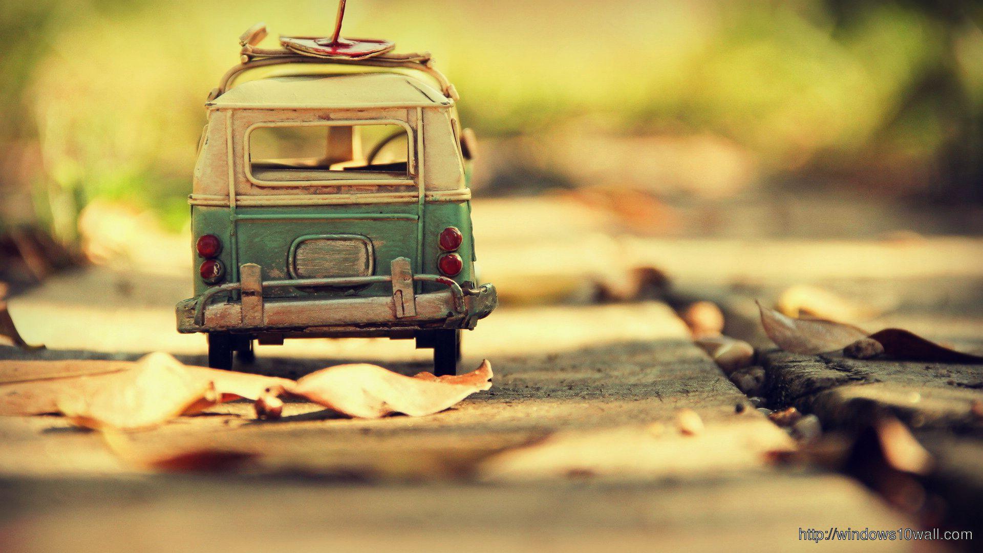 Photography Vintage HD Of Toy Blue White VW Bus Wallpaper
