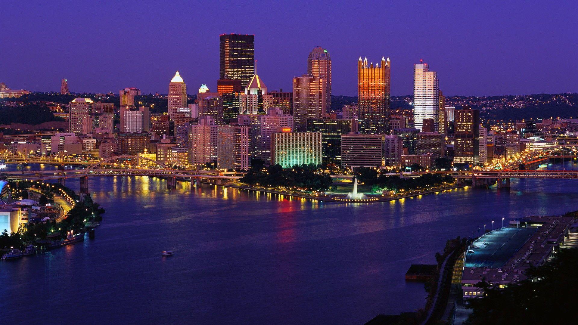 Pittsburgh Skyline at Night Wallpaper. pittsburgh skyline picture