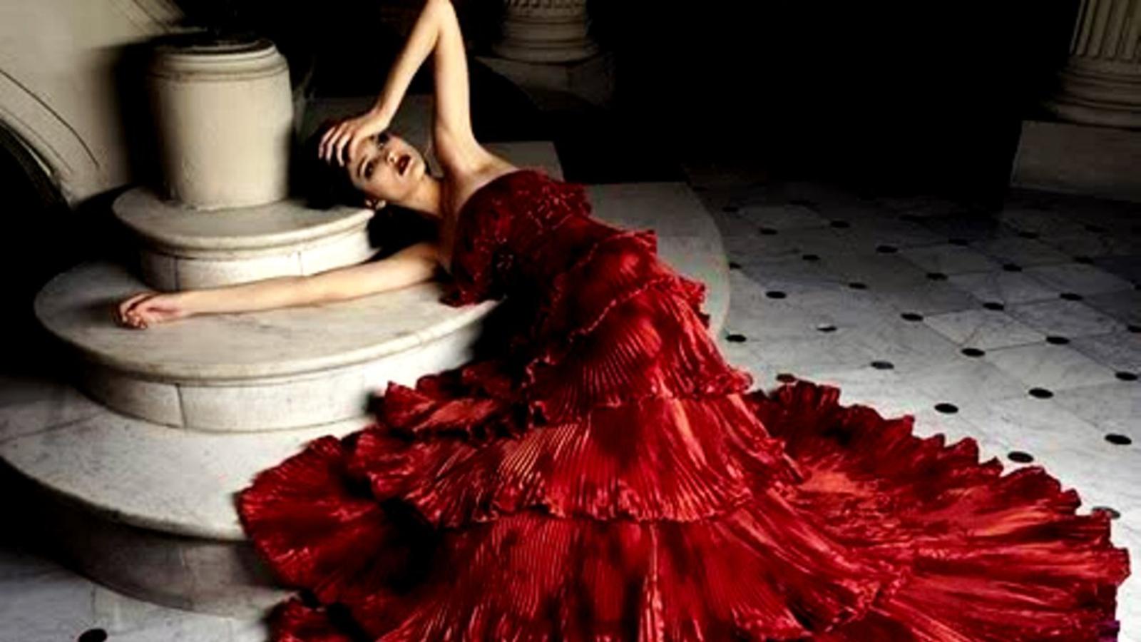 beauty in red dress