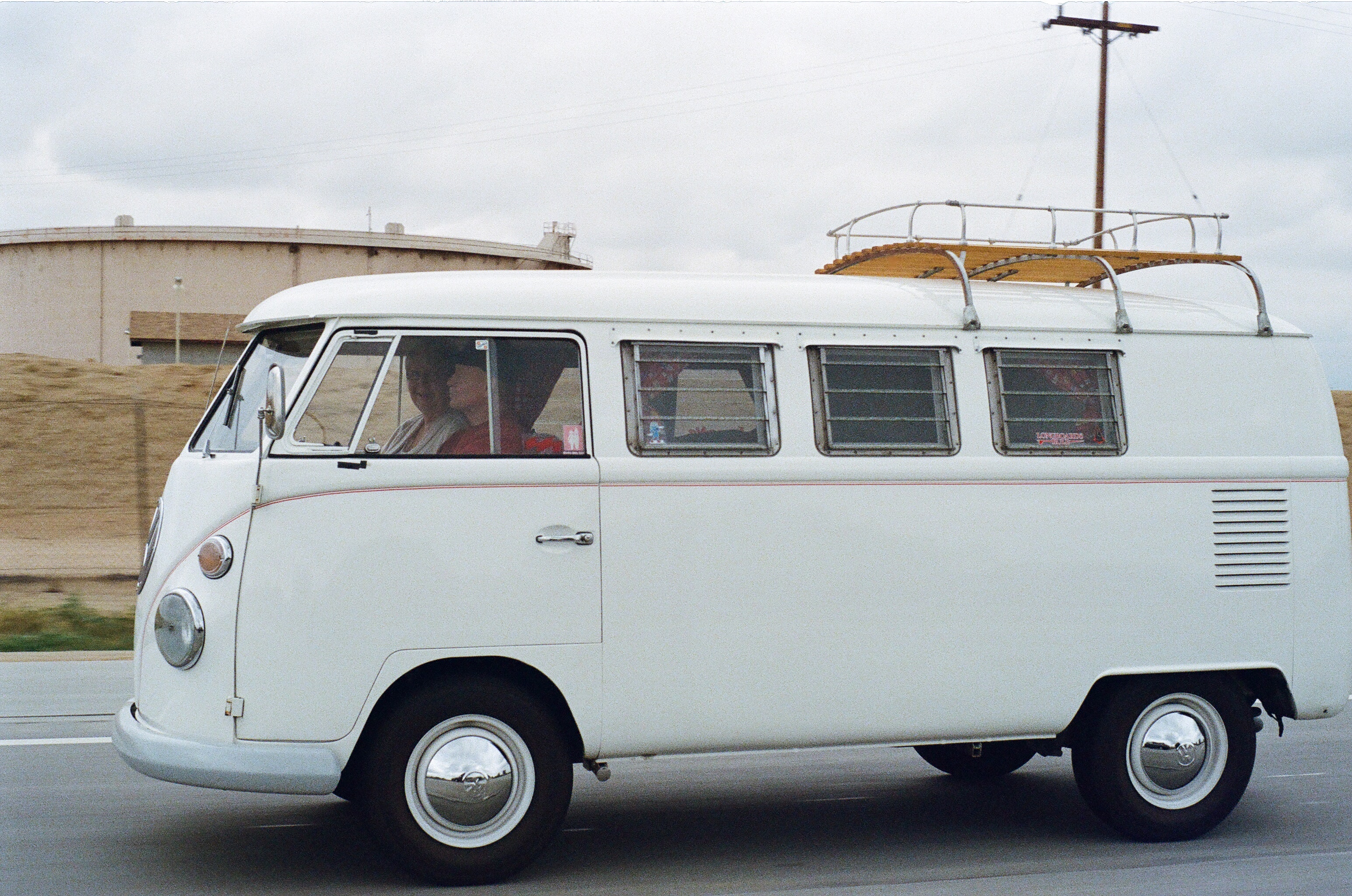 Two Person Riding White Volkswagen T2 · Free