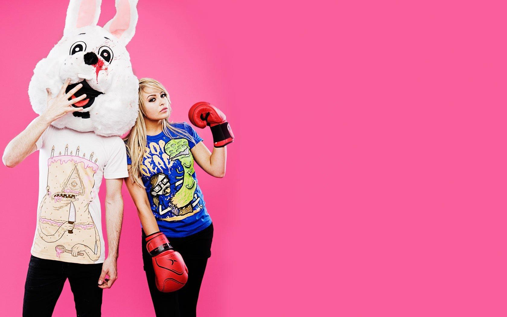 drop dead pink rabbit HD wallpaper