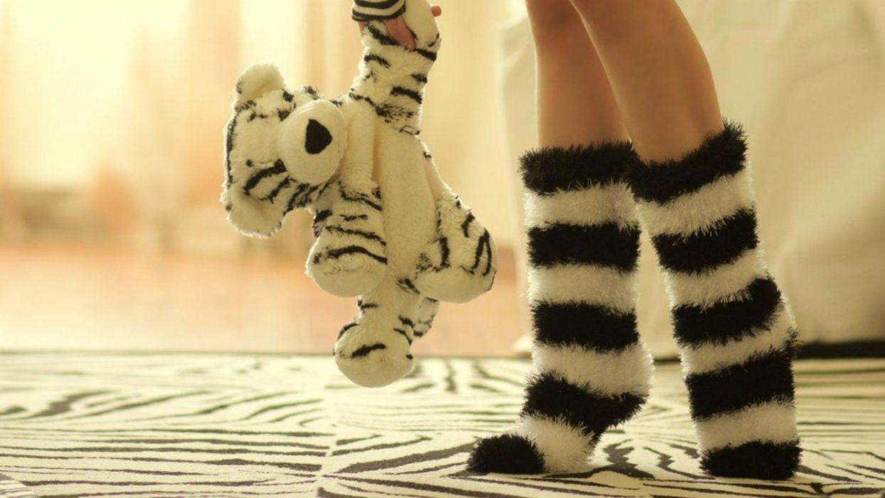 Legs socks plush animal striped legwear wallpaperx1080