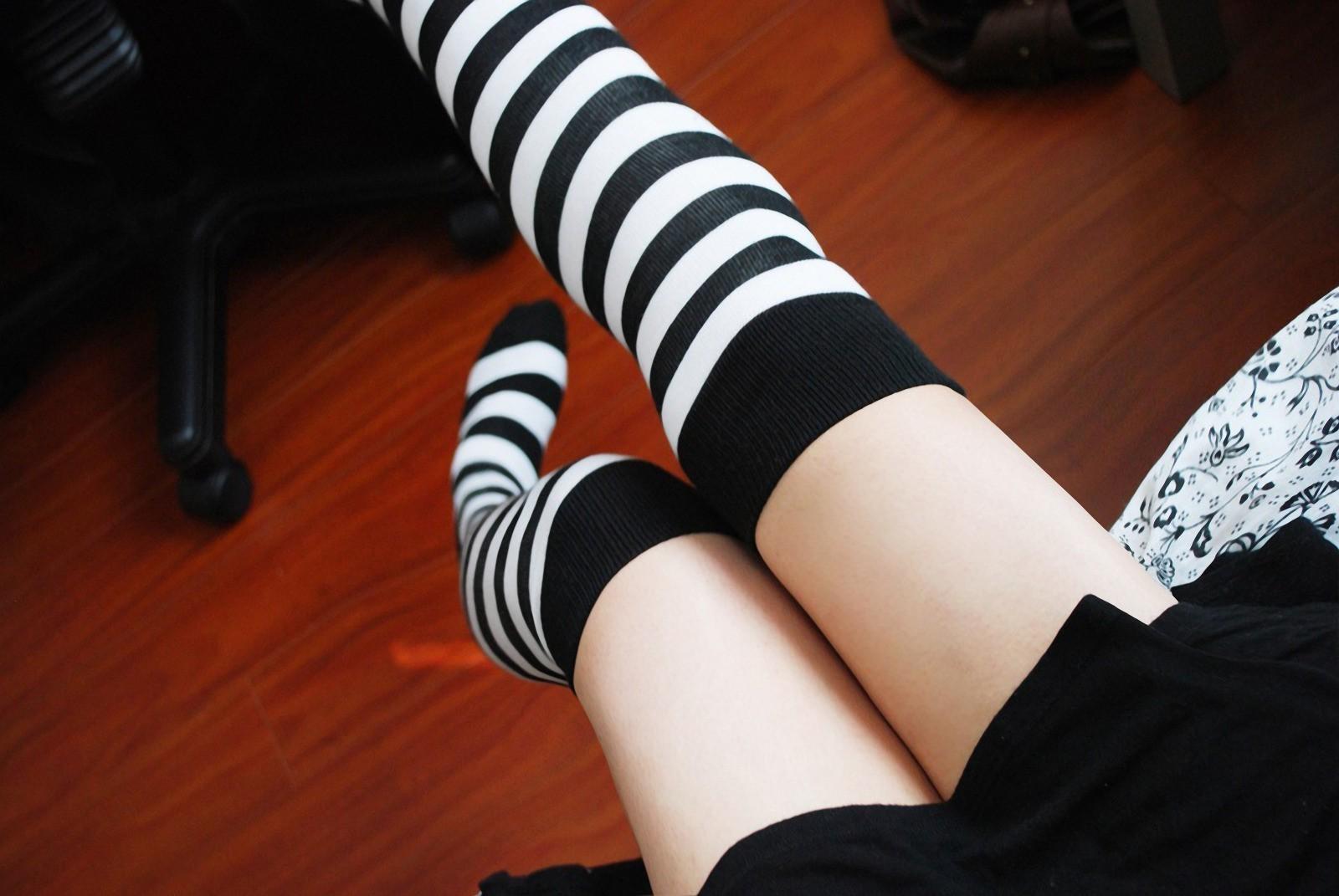 women, Socks, Legs, Striped Socks Wallpaper HD / Desktop and Mobile