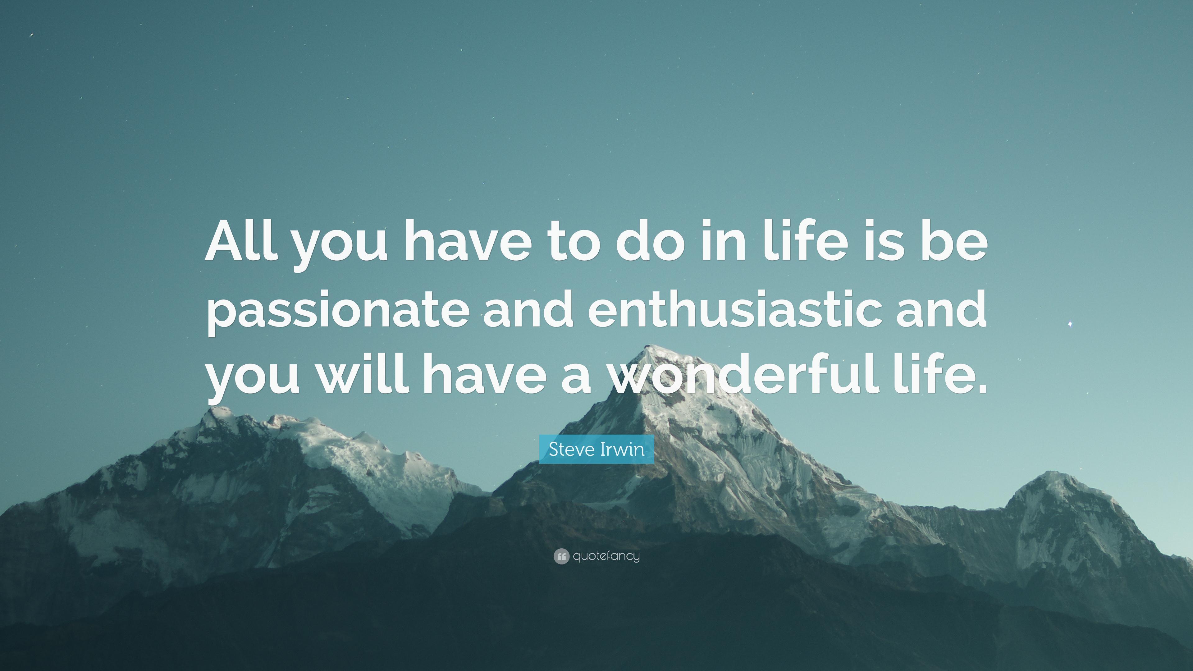 Steve Irwin Quote: “All you have to do in life is be passionate