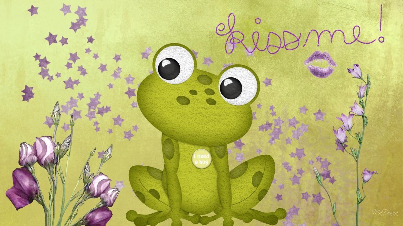 hd frog cartoon wallpaper.. Frog Green Kisses Stars Free HD