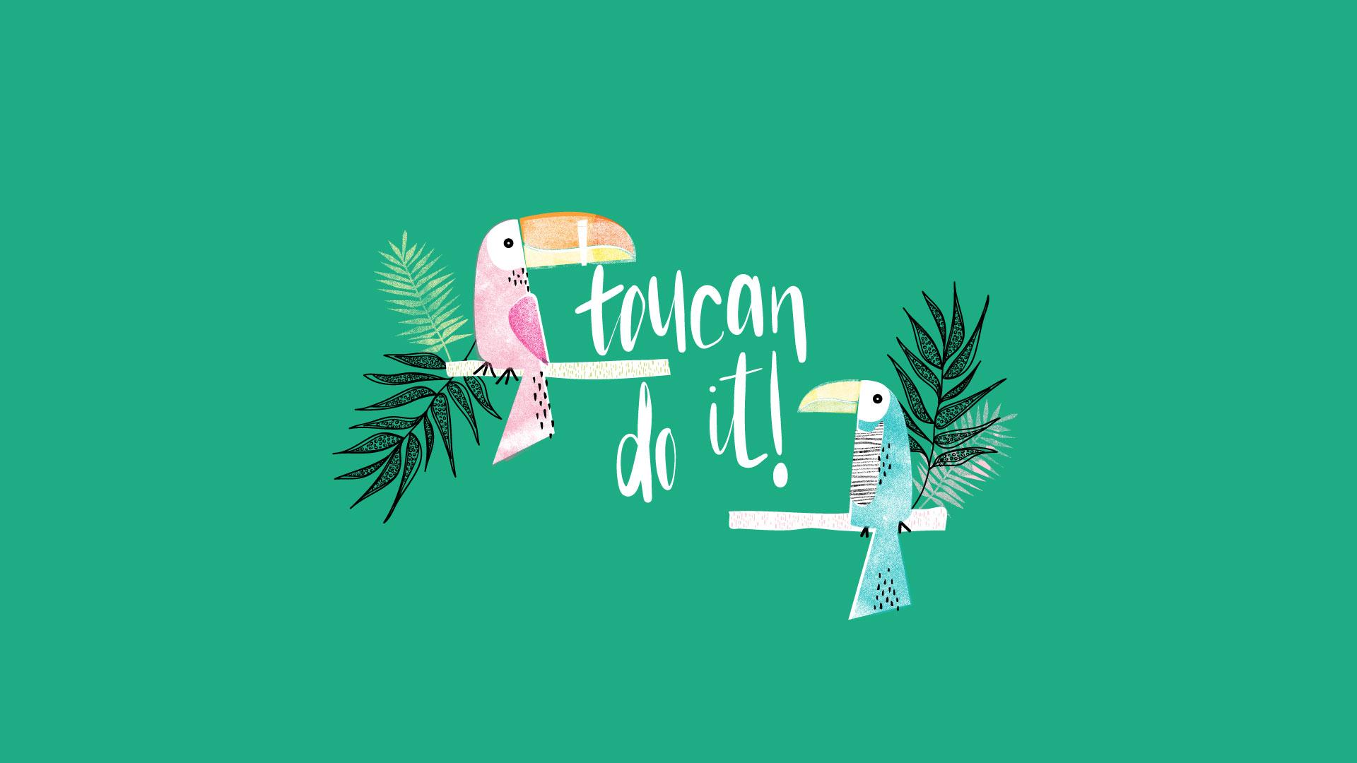 Toucan's & Fruit Salad!. Freebie May 2018 Tech Wallpaper. Design