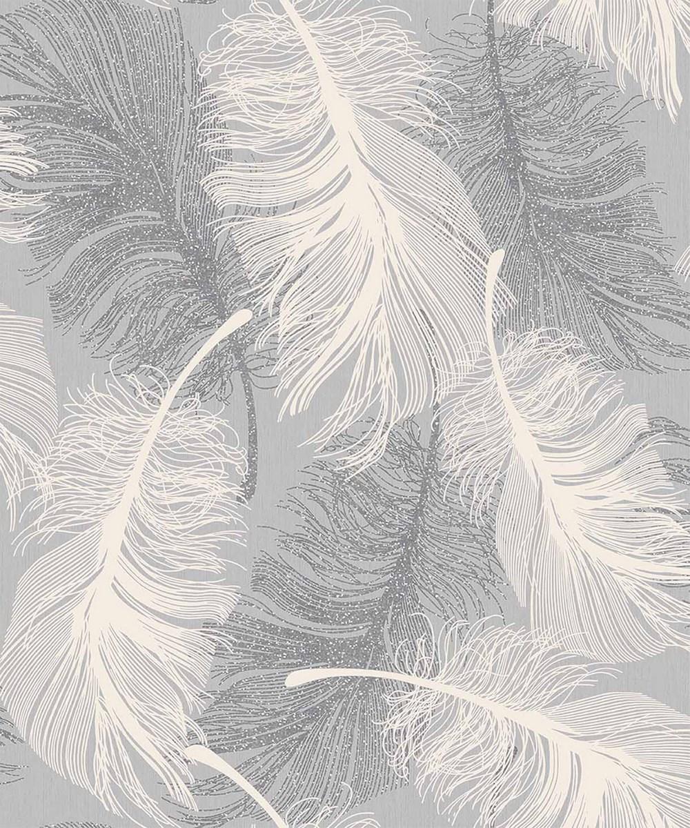 Feathers Quill Glitter Grey White Silver Feather