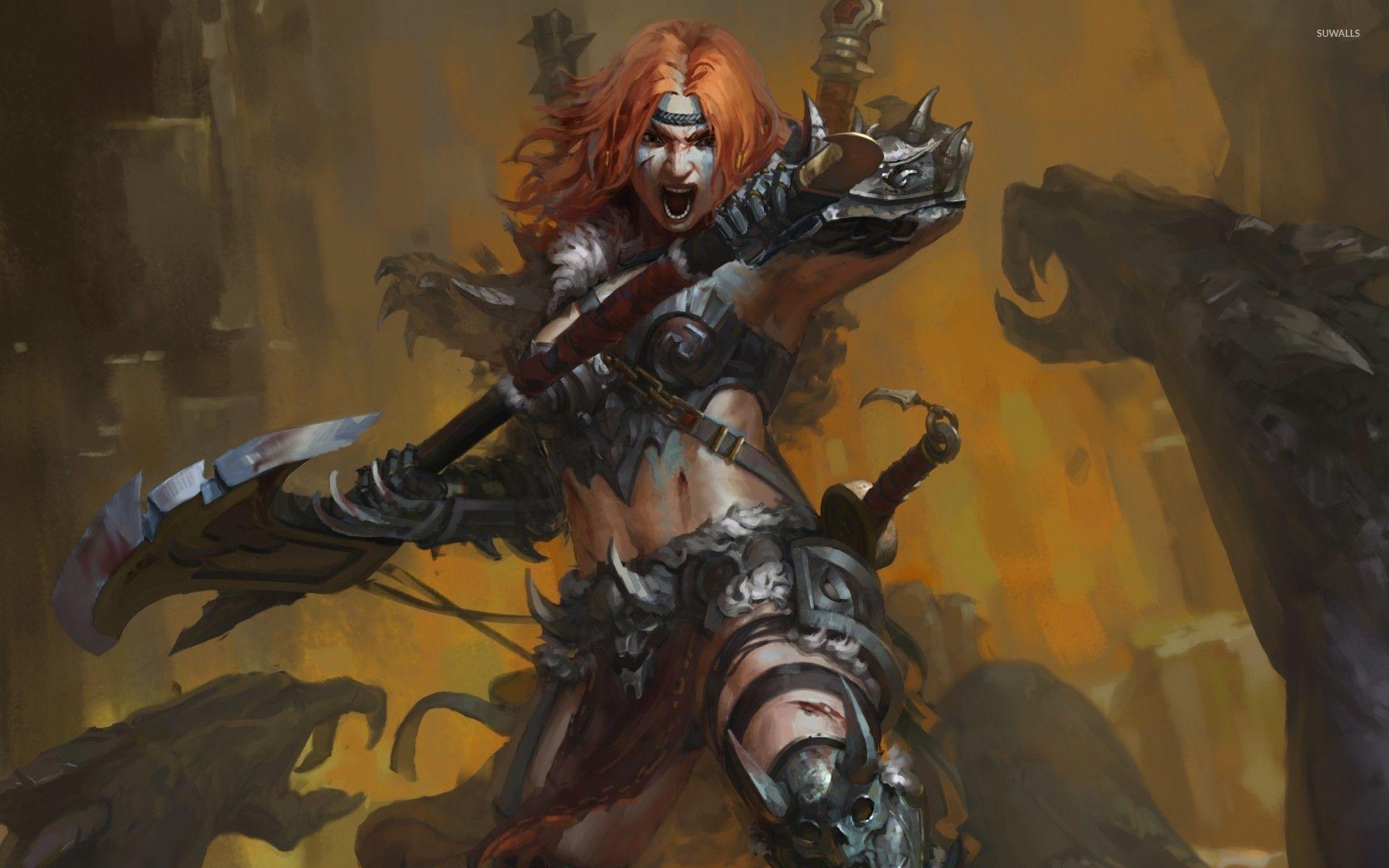 Angry female warrior wallpaper wallpaper