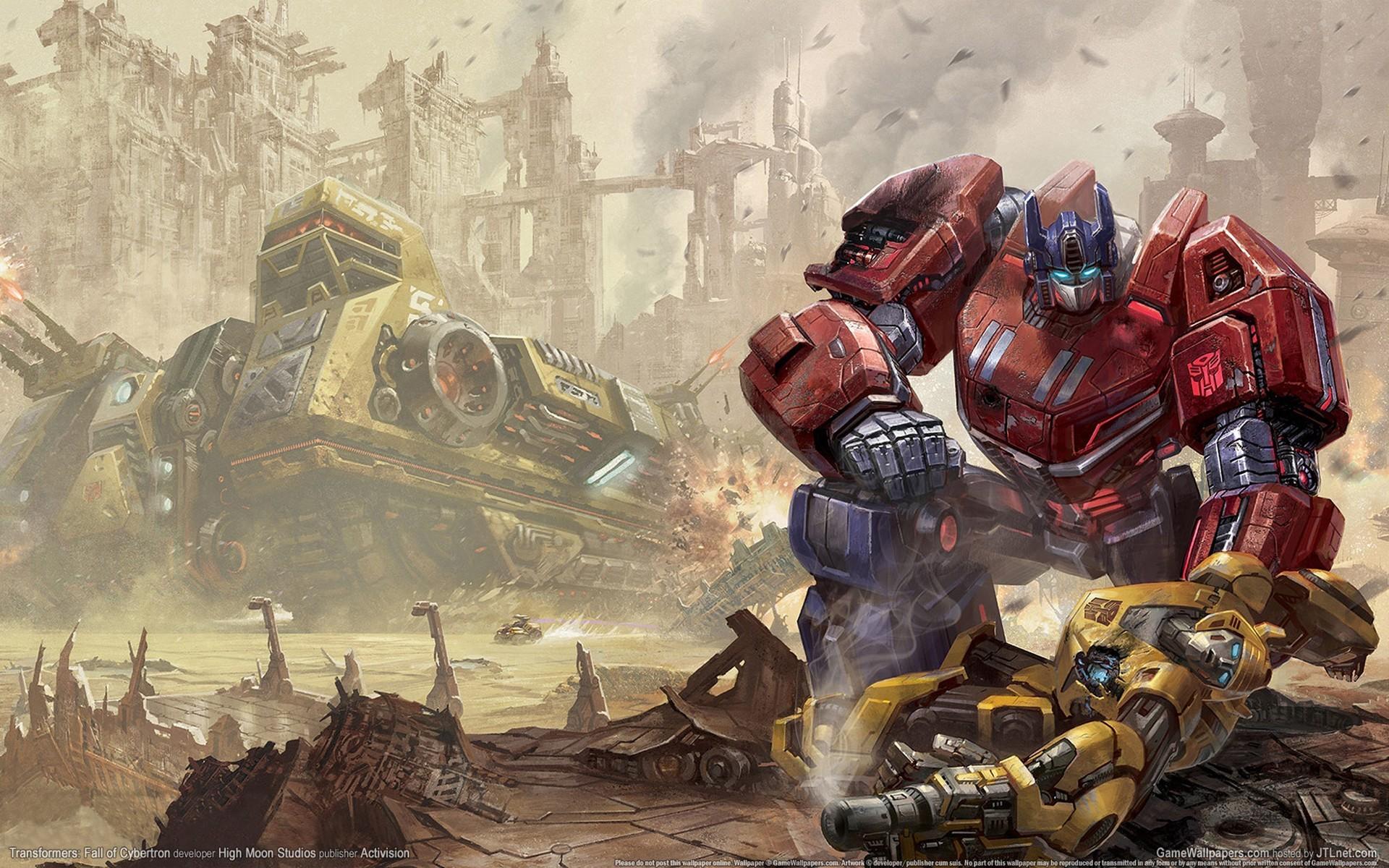 Optimus prime transformers bumblebee fall of cybertron wallpaper