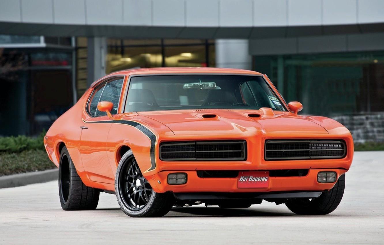 Wallpaper Orange, Tuning, Muscle car, Pontiac GTO image