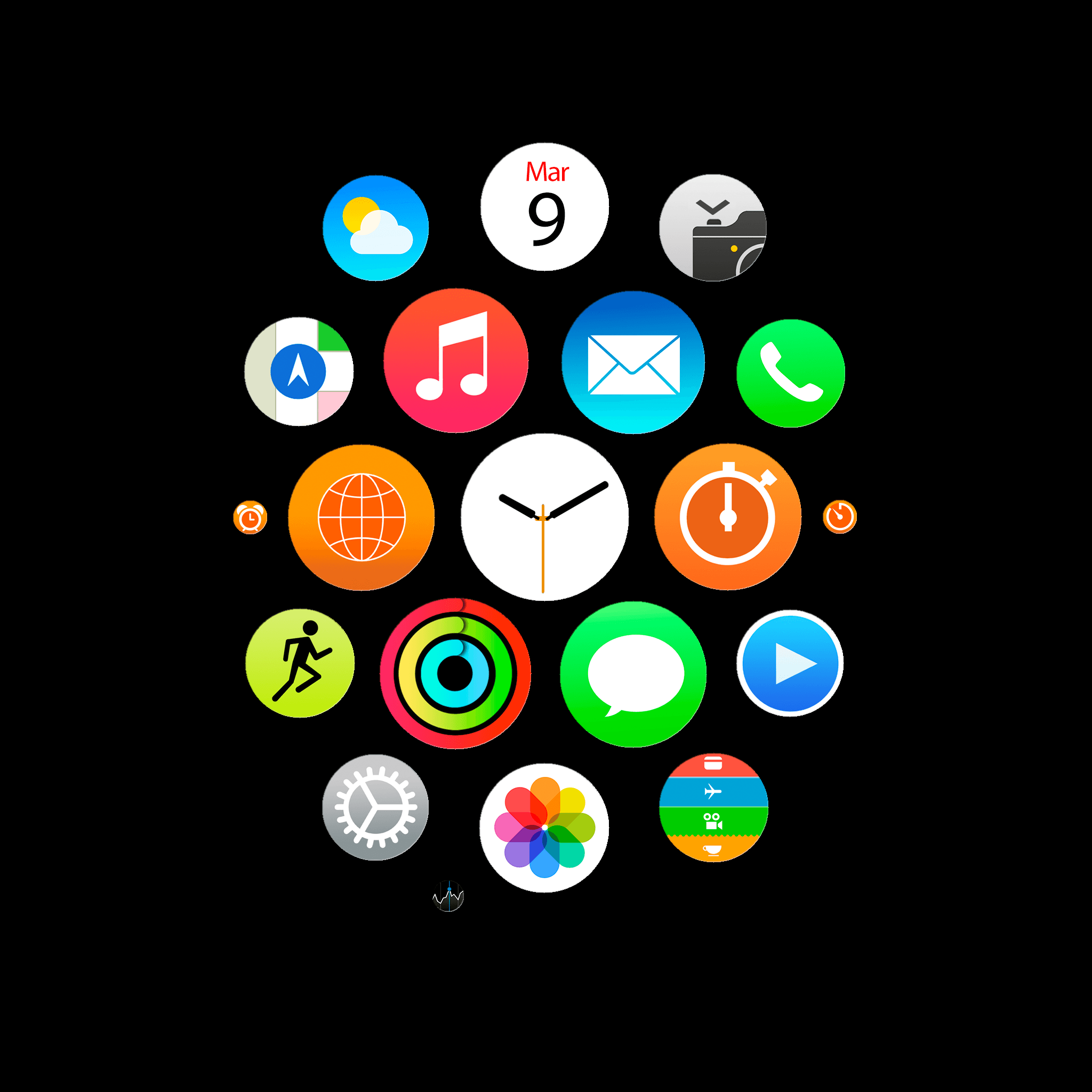 Apple Watch app icons wallpaper for iPhone, iPad, and desktop
