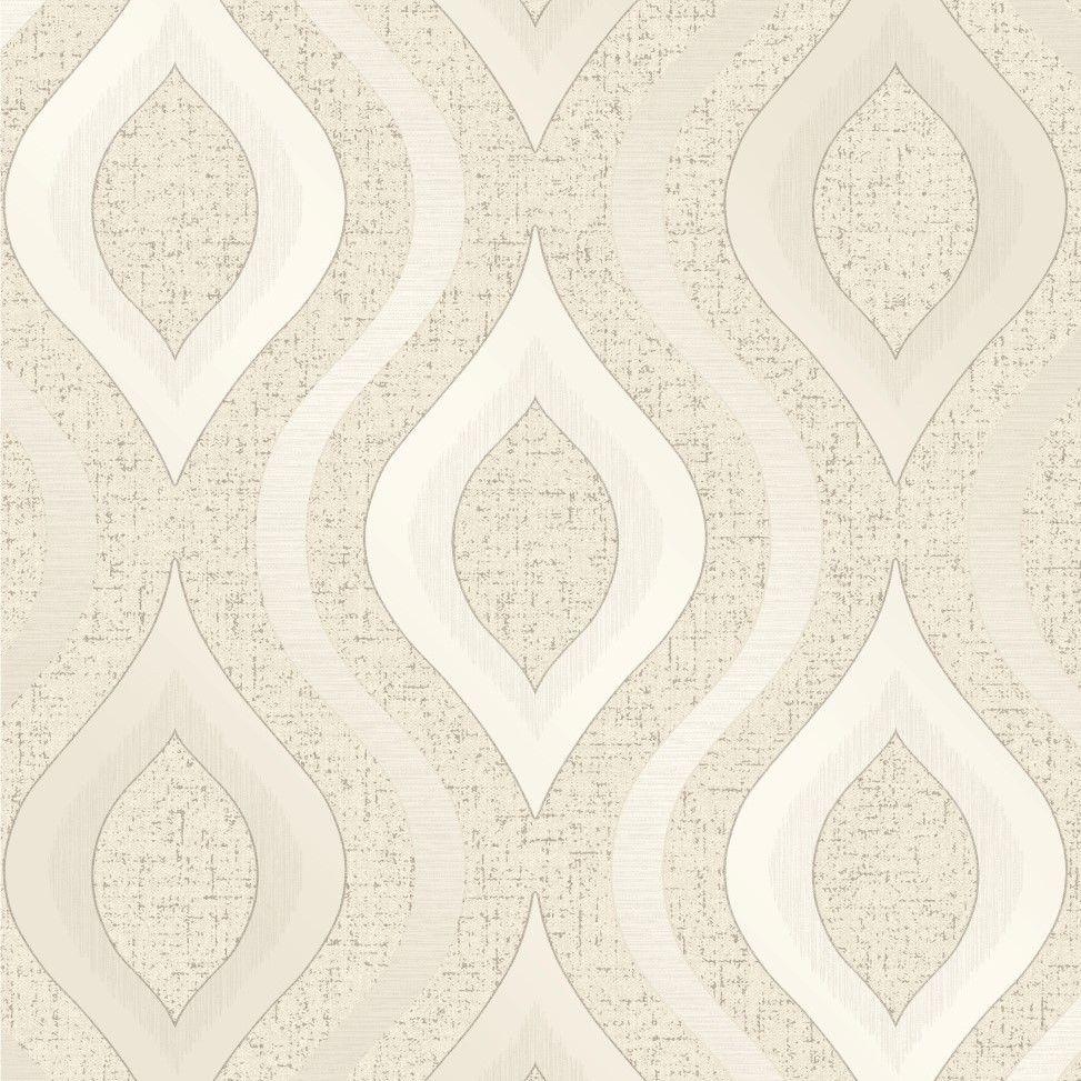 Quartz Metallic Cream Gold Glitter Geometric Retro Feature Wallpaper