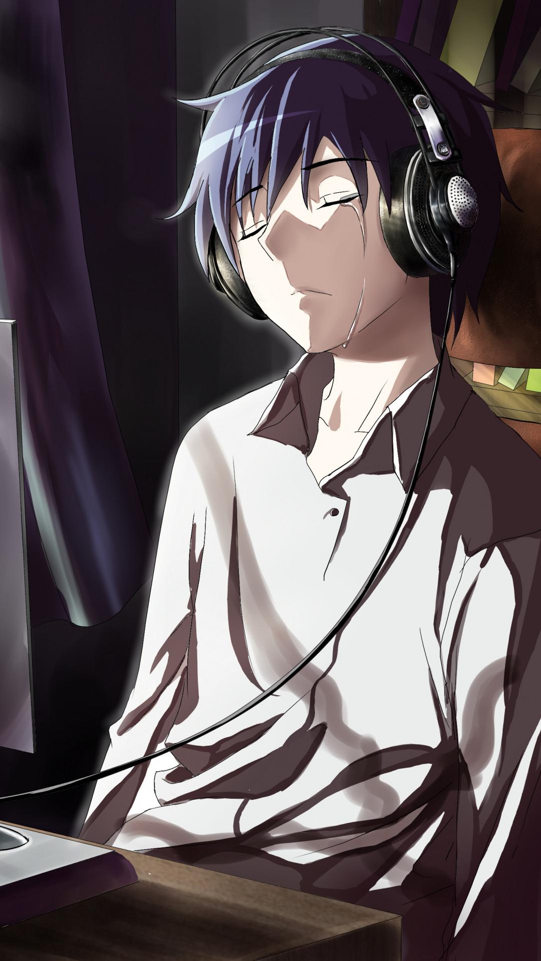 Get Here Anime Boy With Glasses And Headphones