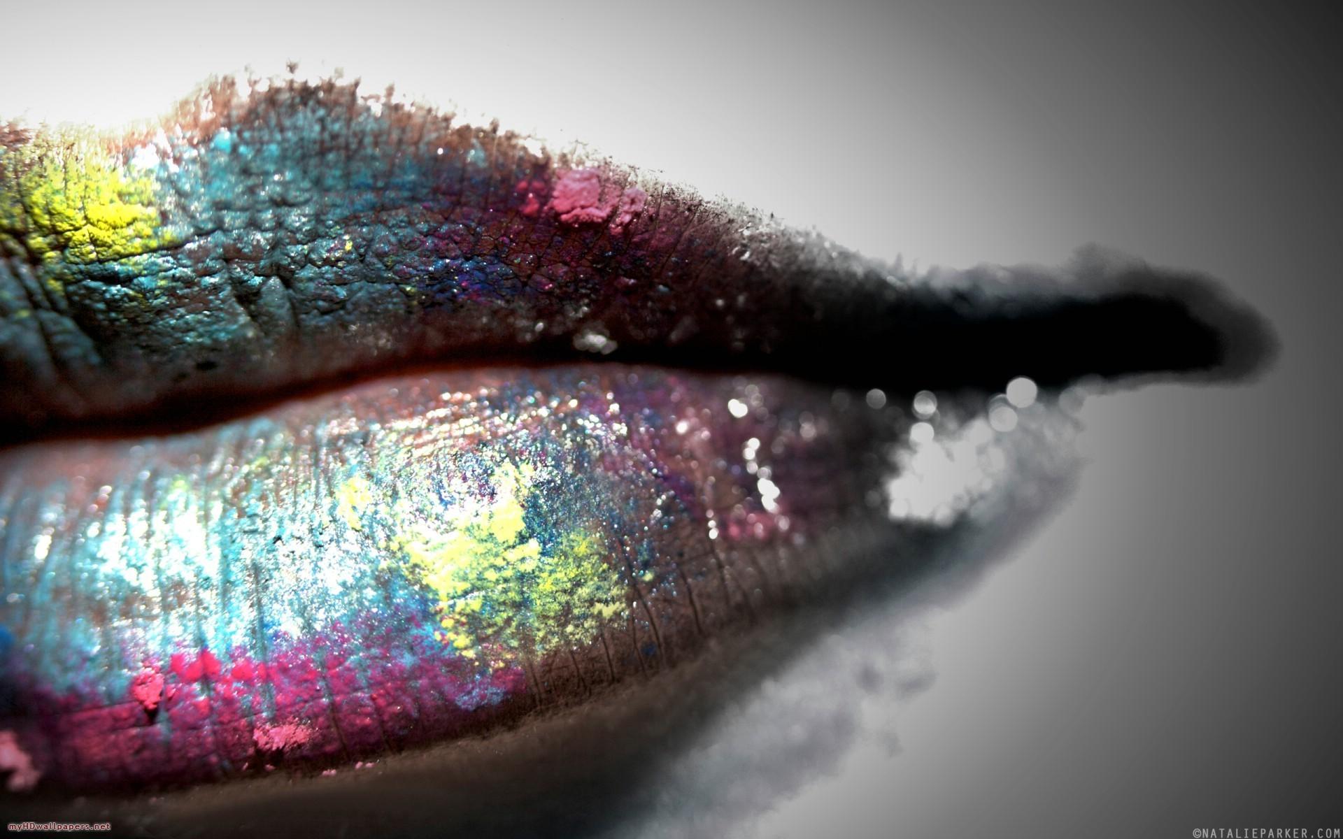 Painted lips wallpaper. PC