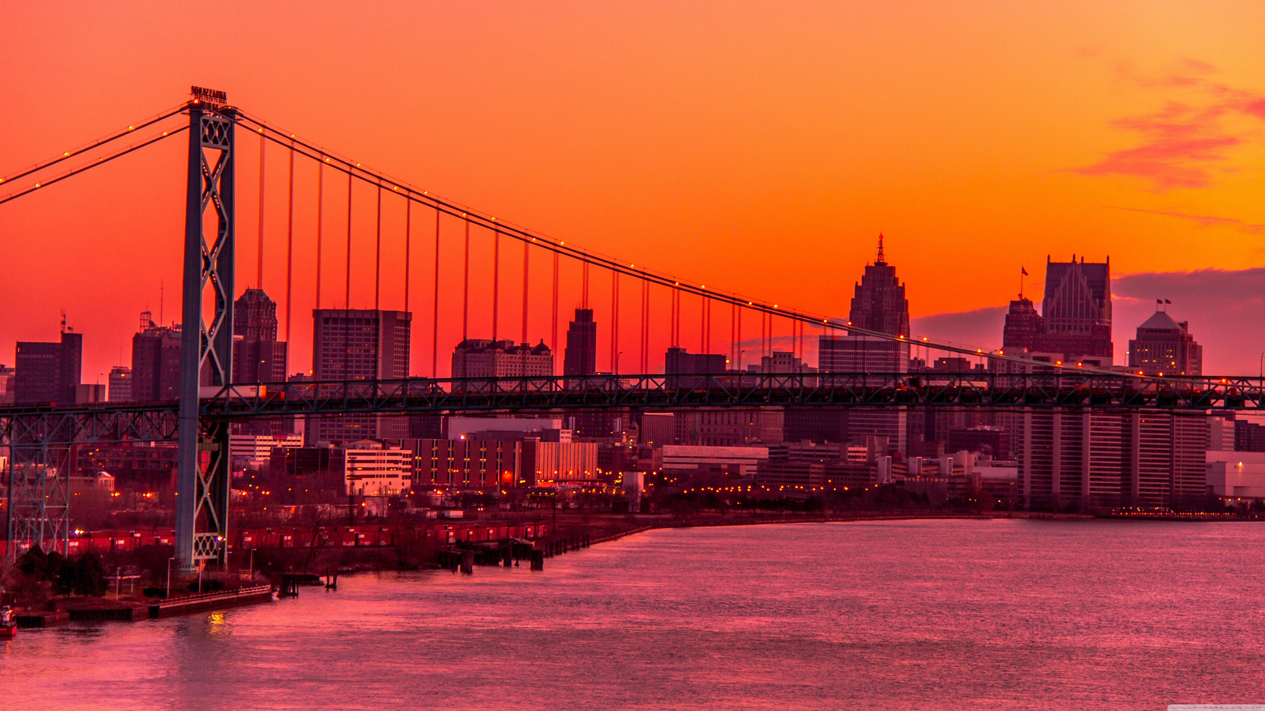 Ambassador Bridge, Detroit, Michigan ❤ 4K HD Desktop Wallpaper