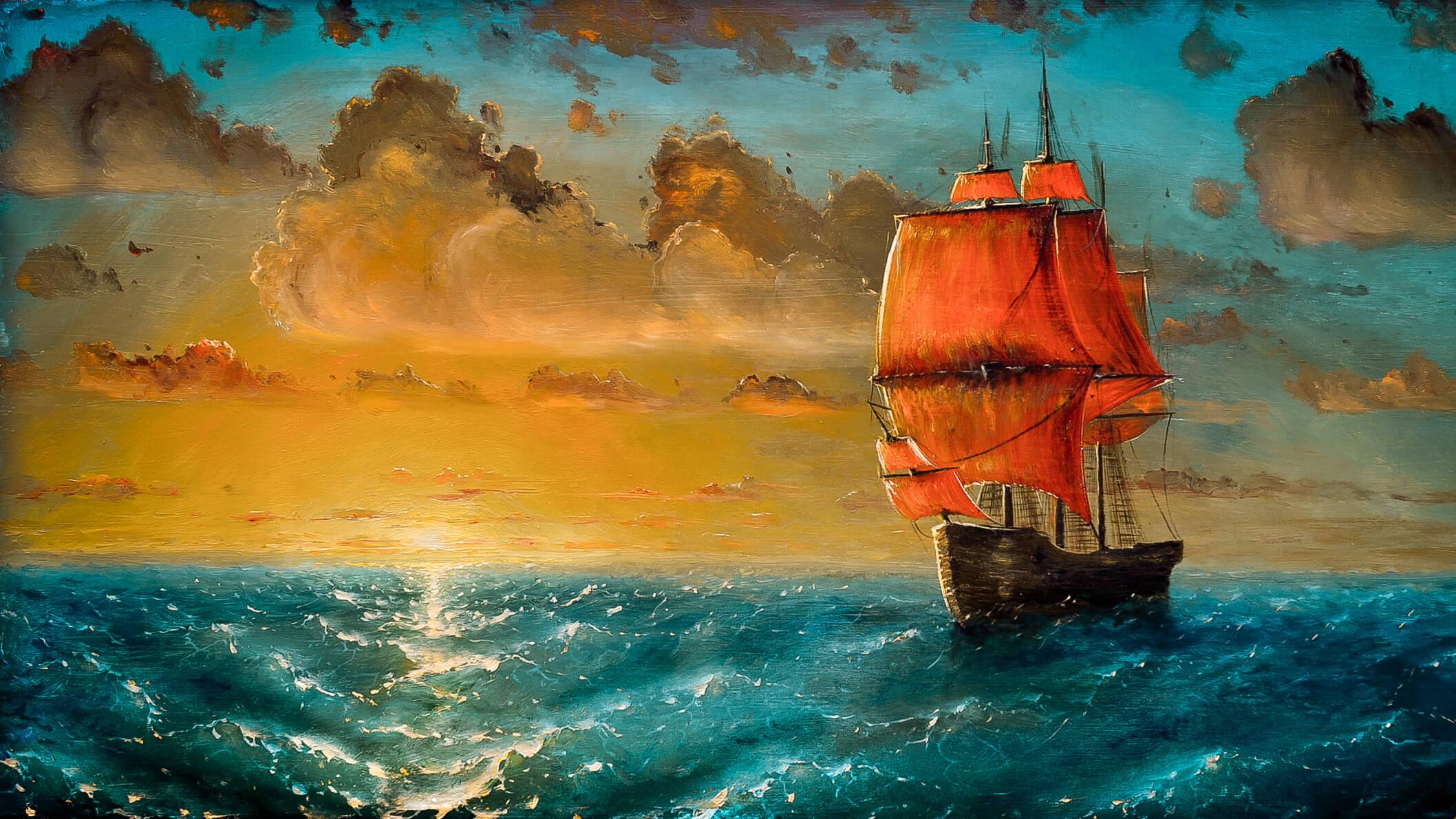 Beautiful HD Ship Art Painting #wallpaper