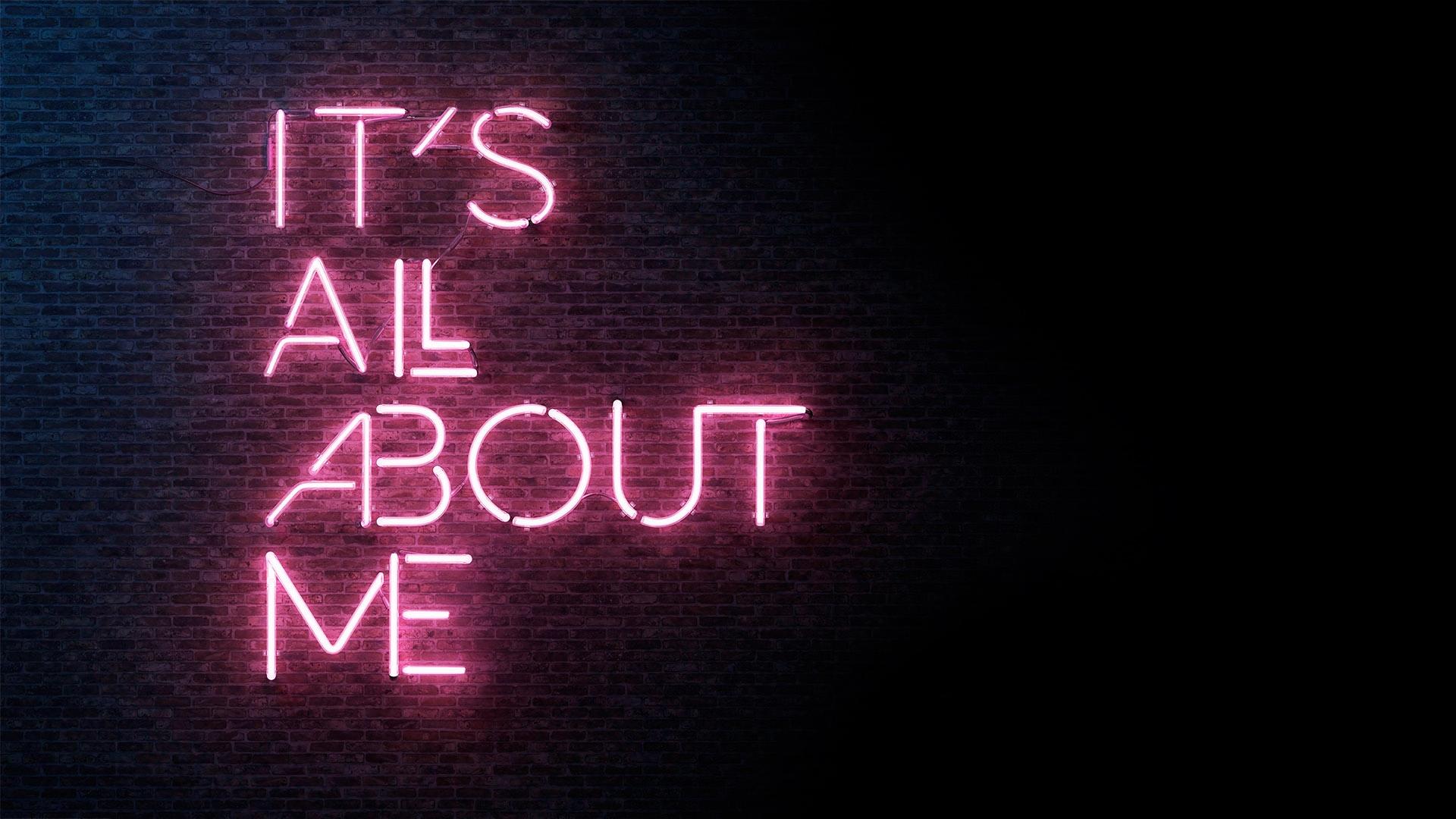 Download 1920x1080 It's All About Me, Wall, Neon Light Wallpaper