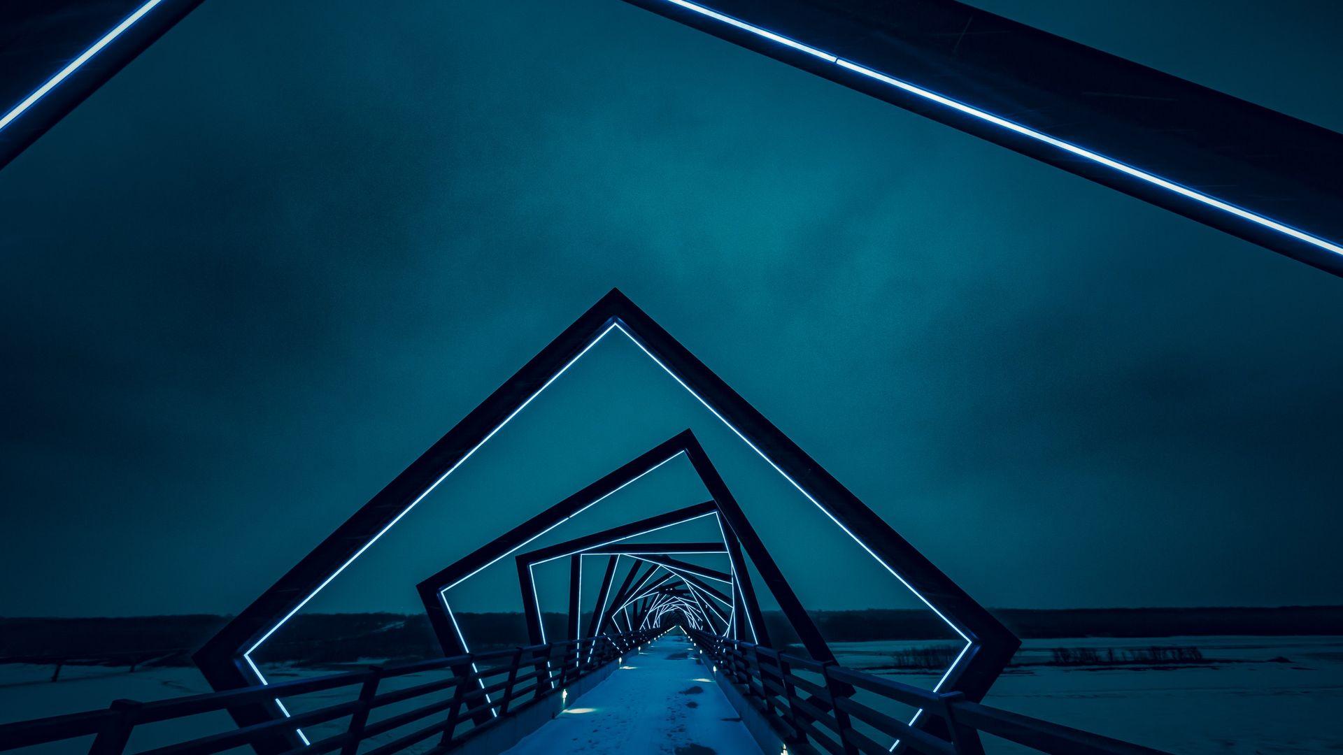 Bridge Neon Lights Wallpaper