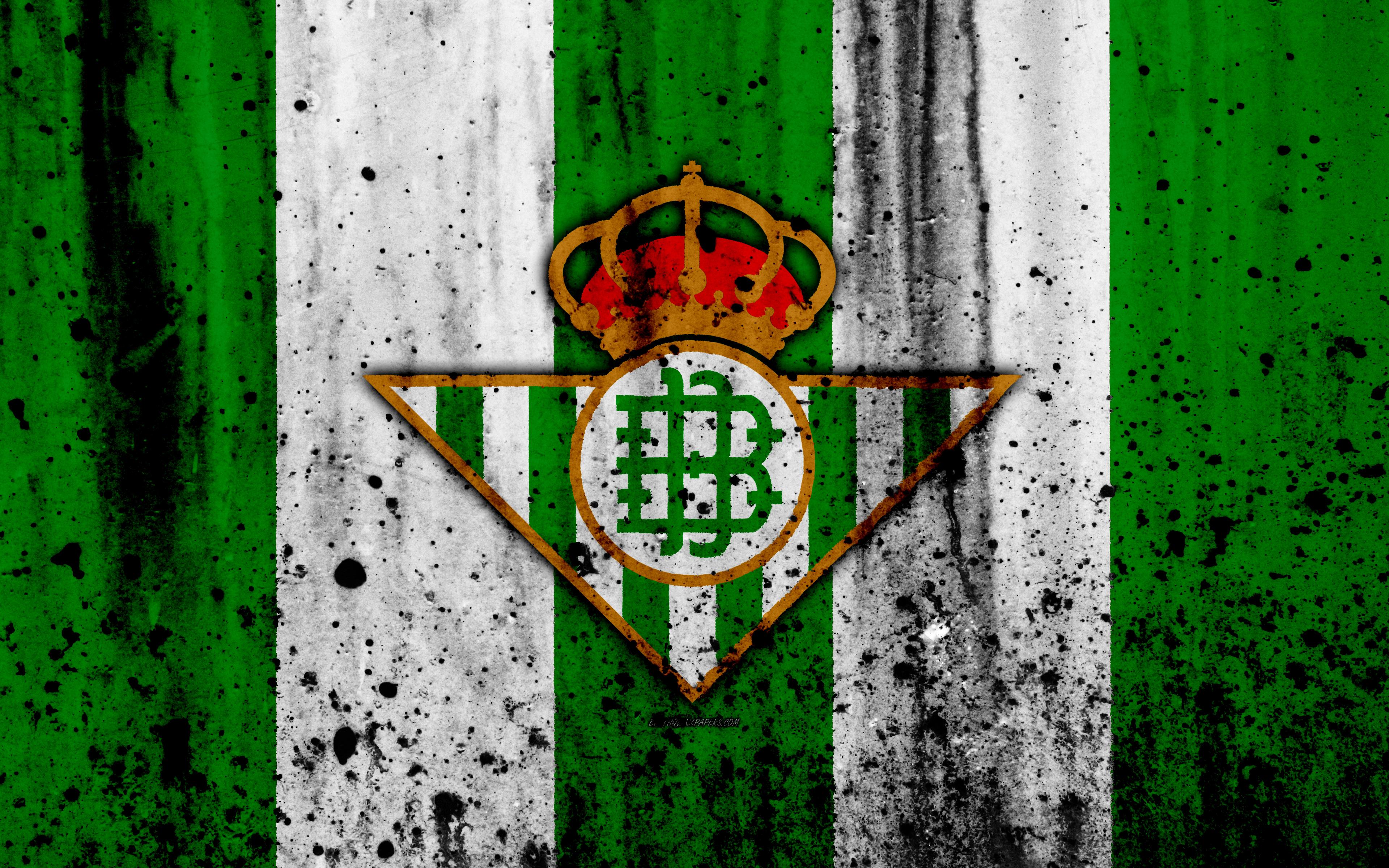 Download wallpapers Real Betis, 4k, grunge, La Liga, stone texture