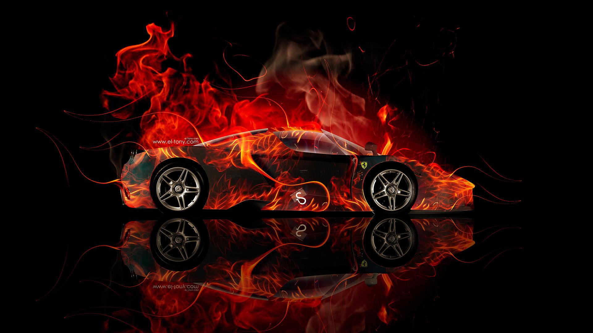 Ferrari Enzo Side Fire Abstract Car 2014