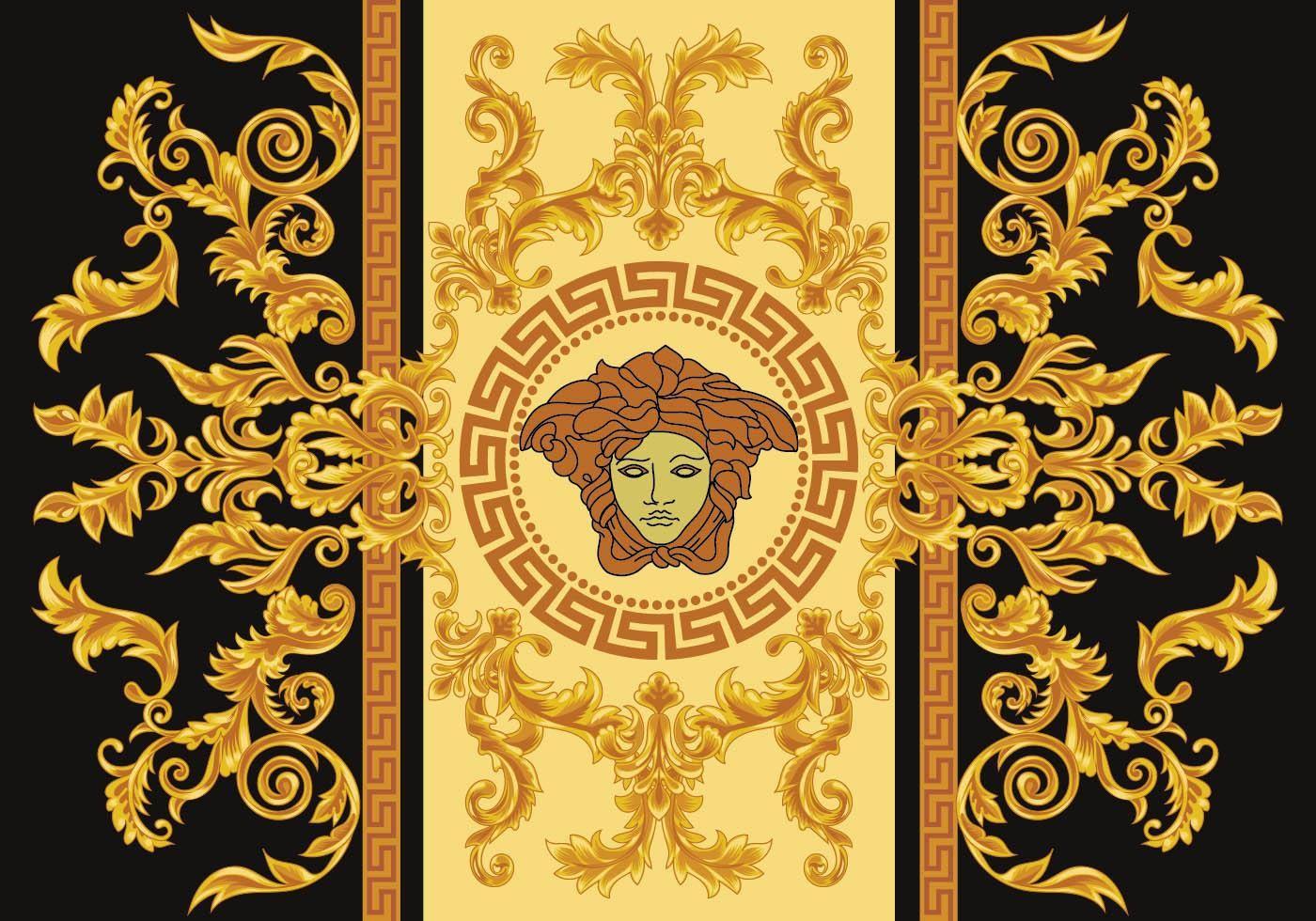 Moderne Border Vector Illustration Versace style avec de l'or