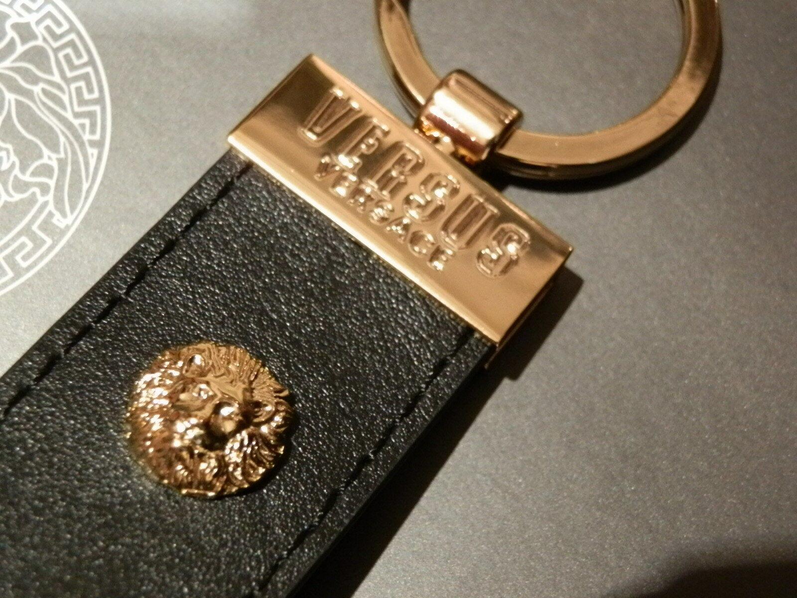 Gianni Versus Versace Black Leather Gold Logo Keyring Key Ring Shoe