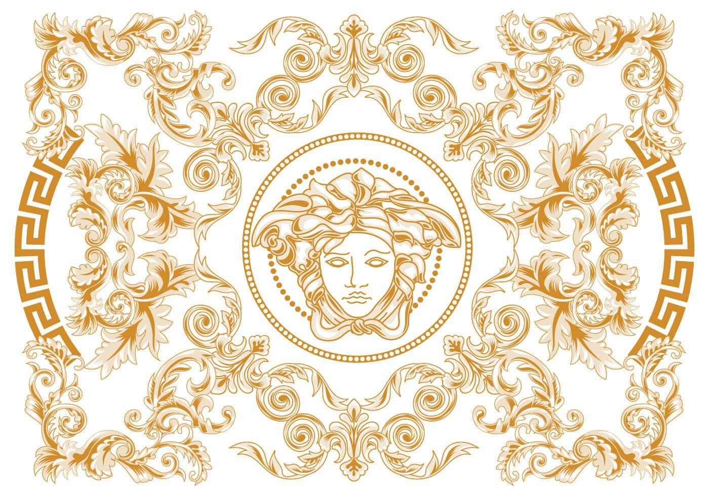 Modern Elegant Abstract Geometric Swirl and Carving Vector Versace