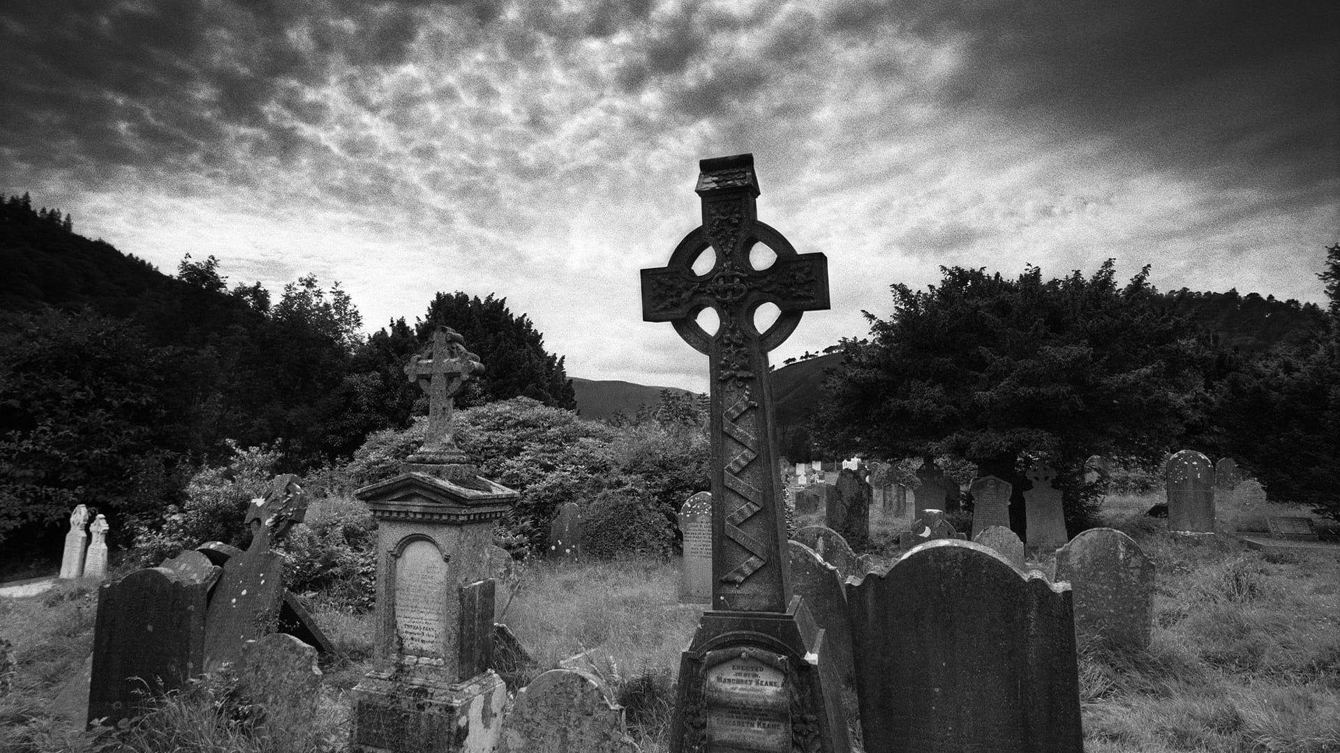 Cemetery Crosses Grave Black And White. iPhone Wallpaper